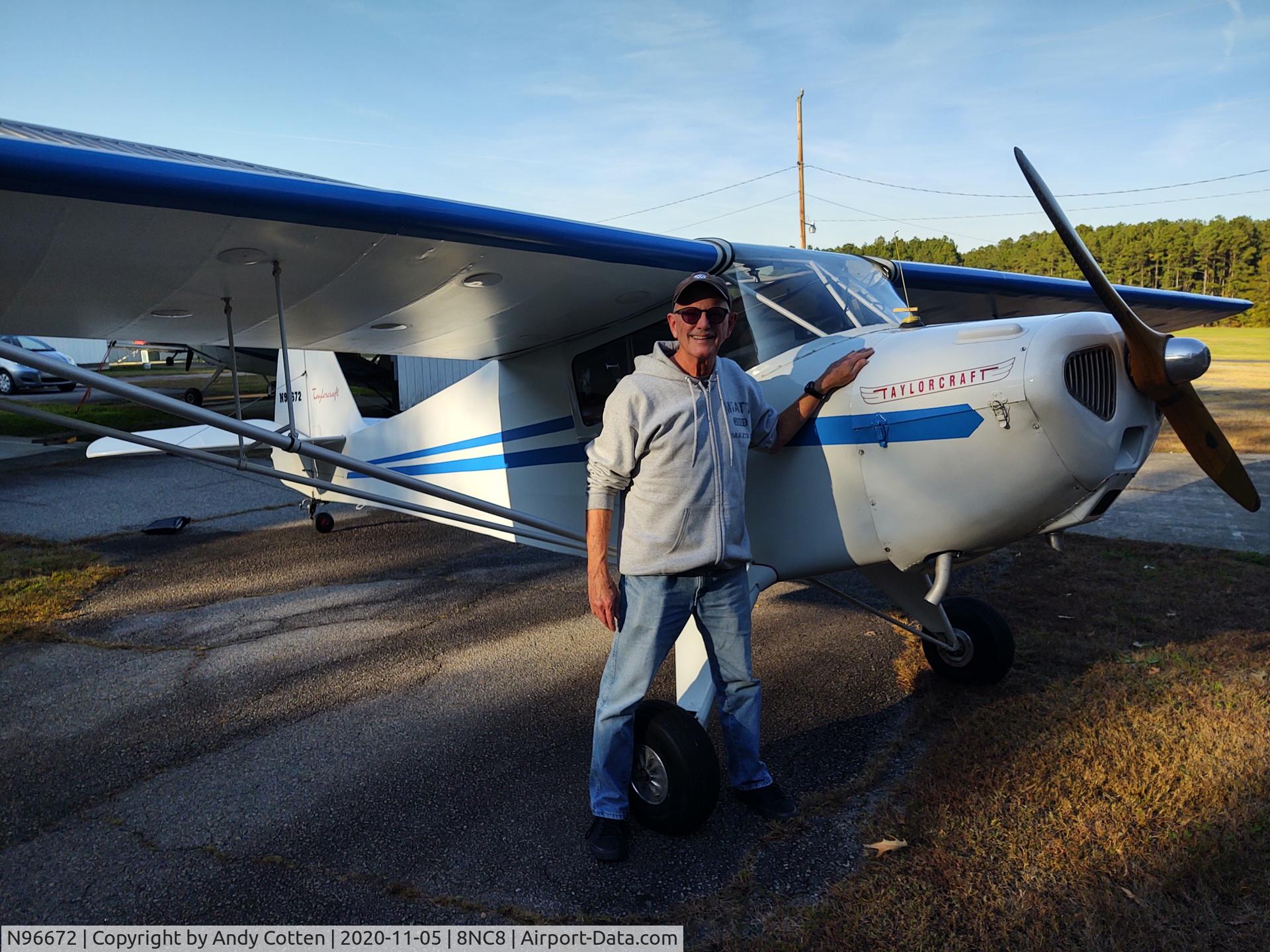 N96672, 1946 Taylorcraft BC12-D C/N 8972, Proud of my new low and slow wings.