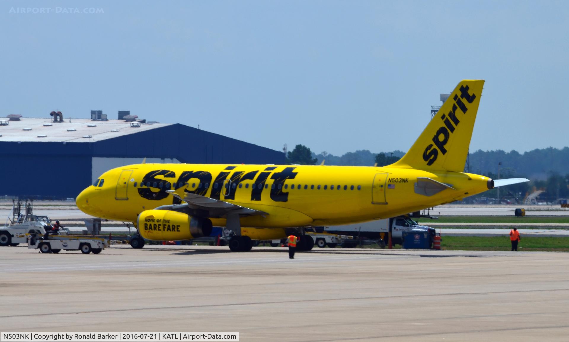 N503NK, 2005 Airbus A319-132 C/N 2470, Push back from gate D2 Atlanta
