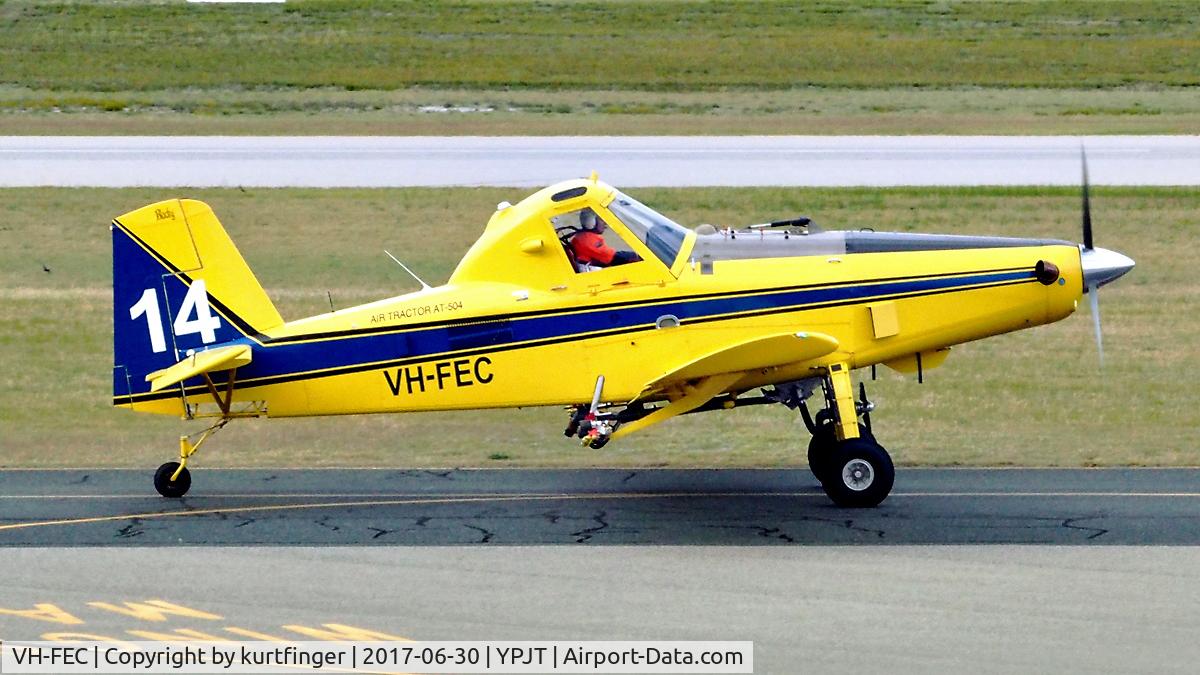 VH-FEC, 2014 Air Tractor AT-504 C/N 504-4023, One of the fire fighting aircraft used in the Western Australian bush fire season. Airtractor AT-504, sn 504-4023. VH-FEC YPJT 30 June 2017.