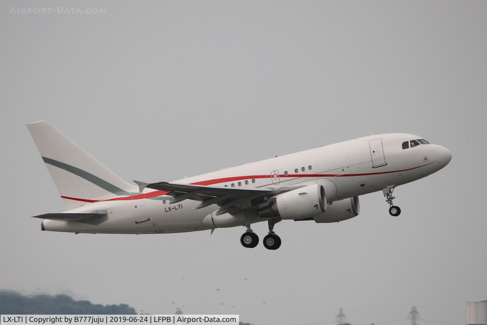 LX-LTI, 2010 Airbus A318-112CJ Elite C/N 4169, on departure from Le-Bourget