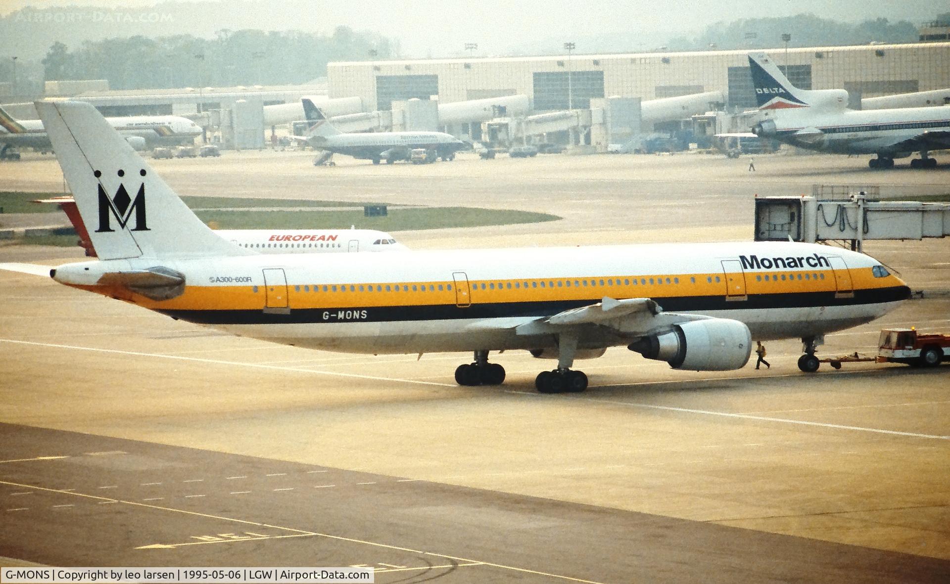 G-MONS, 1989 Airbus A300B4-605R C/N 556, London Gatwick 6.5.19995