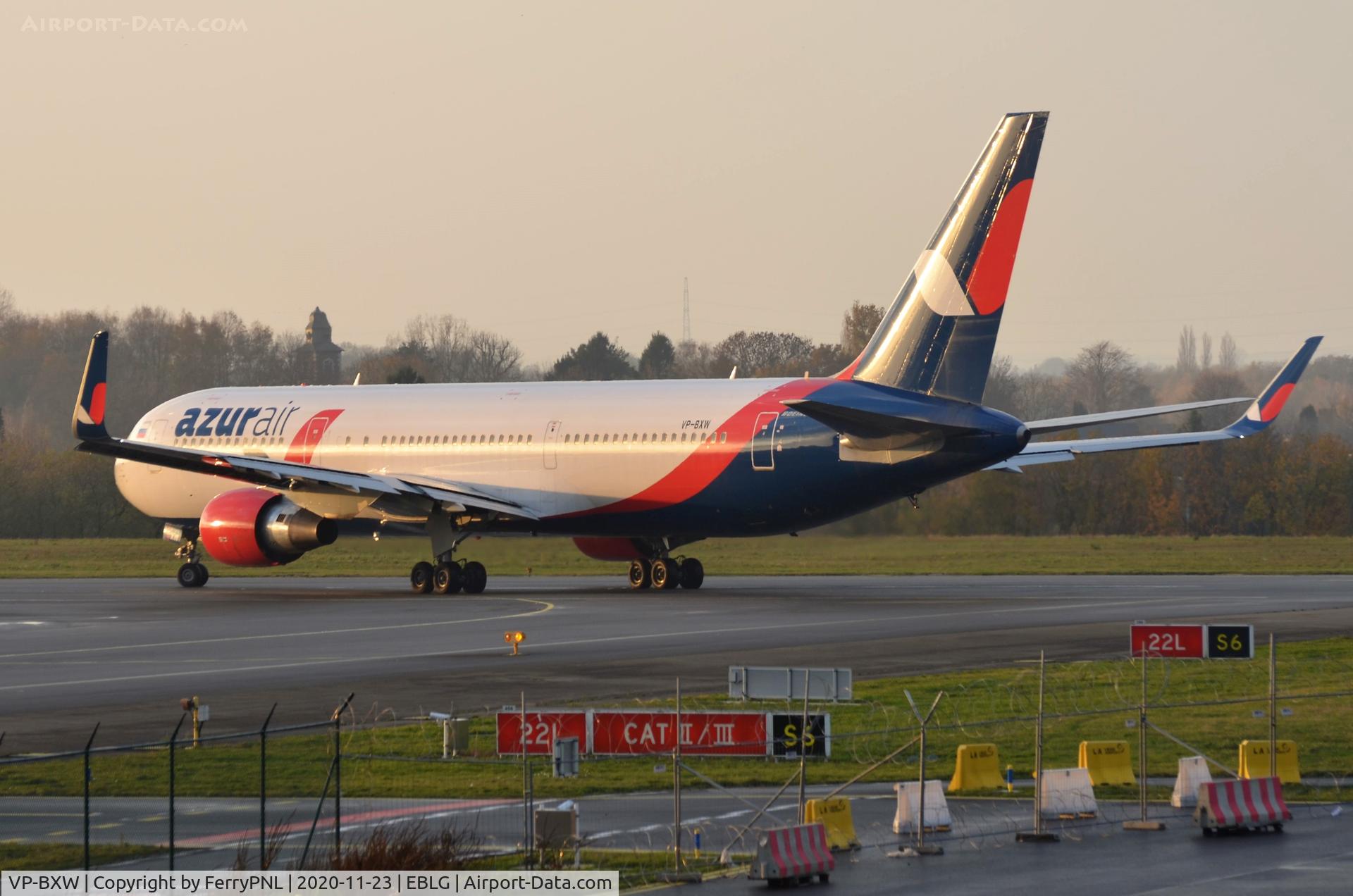 VP-BXW, 1998 Boeing 767-3Q8/ER C/N 27618, Azur Air B763 lining up for a flight to China.