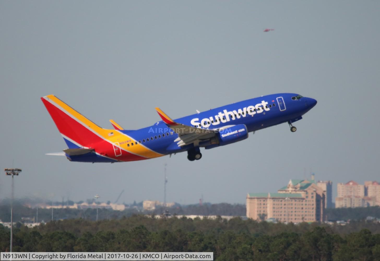 N913WN, 2008 Boeing 737-7H4 C/N 29840, MCO spotting 2017