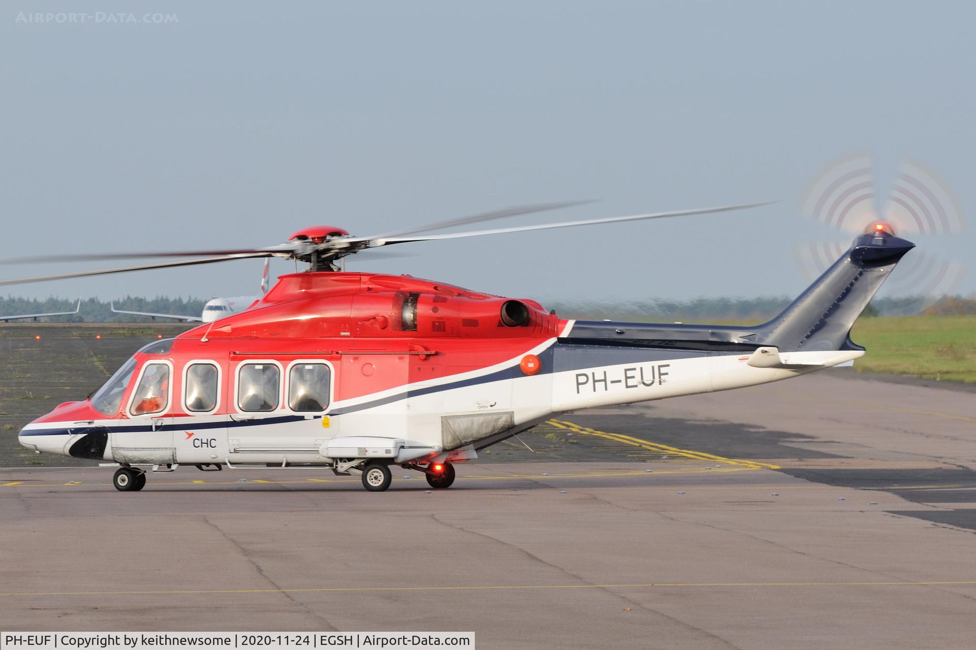 PH-EUF, 2012 AgustaWestland AW-139 C/N 31406, Arriving at Norwich from Den Helder.
