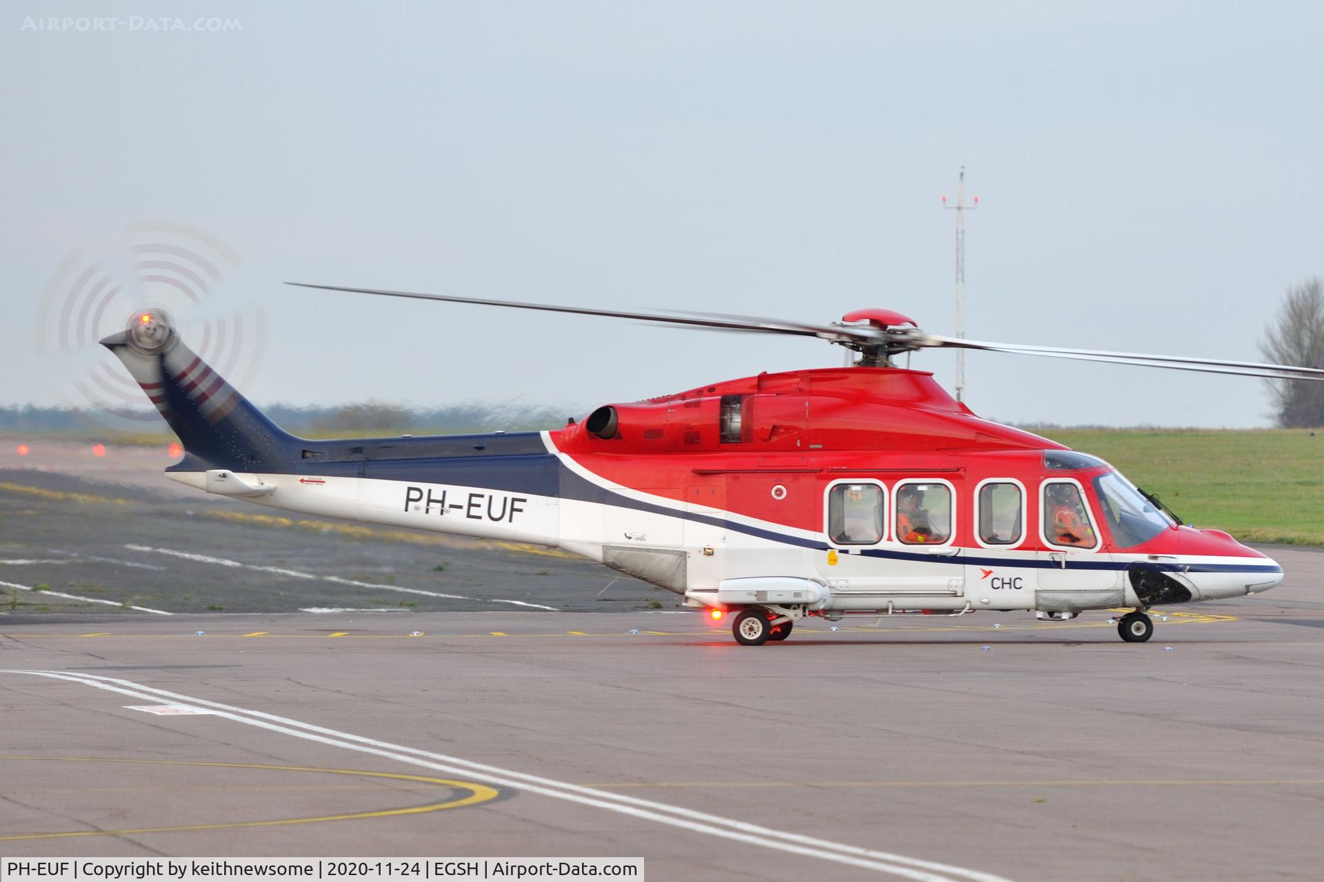 PH-EUF, 2012 AgustaWestland AW-139 C/N 31406, Leaving Norwich for Den Helder.