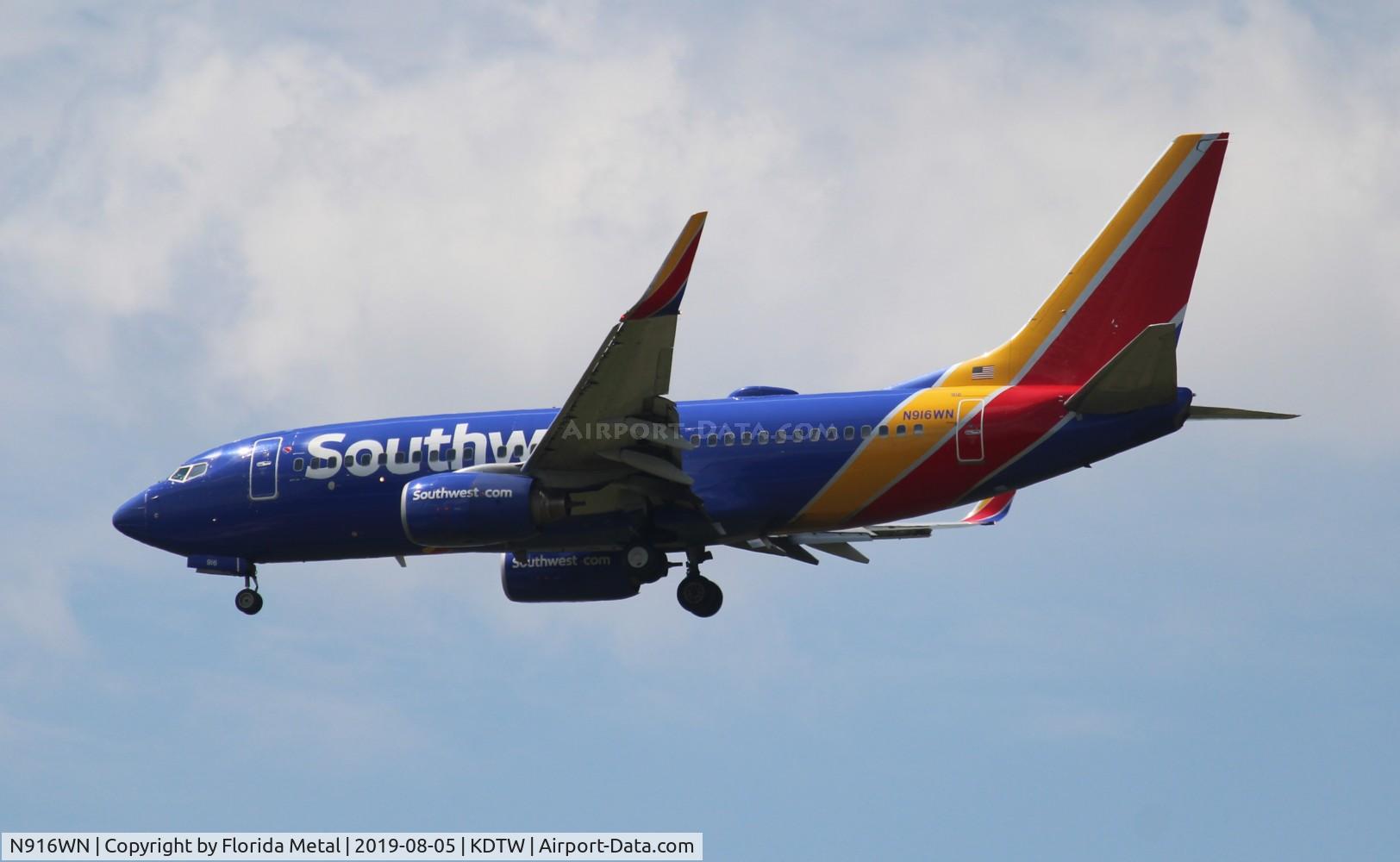 N916WN, 2008 Boeing 737-7H4 C/N 36623, DTW spotting 2019
