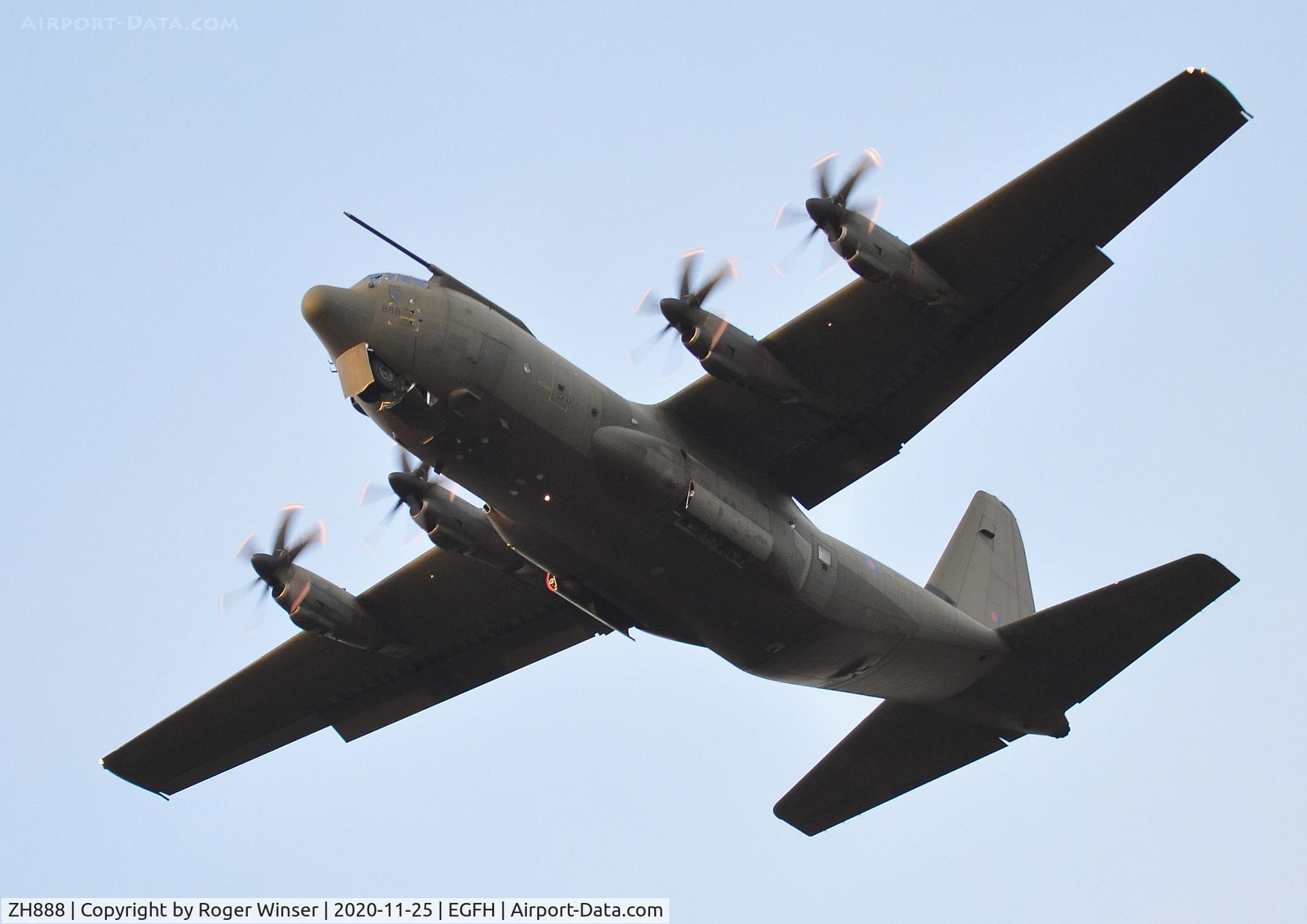 ZH888, 2000 Lockheed Martin C-130J Hercules C.5 C/N 382-5496, RAF C-130J aircraft coded 888 making a low pass over Runway 22.