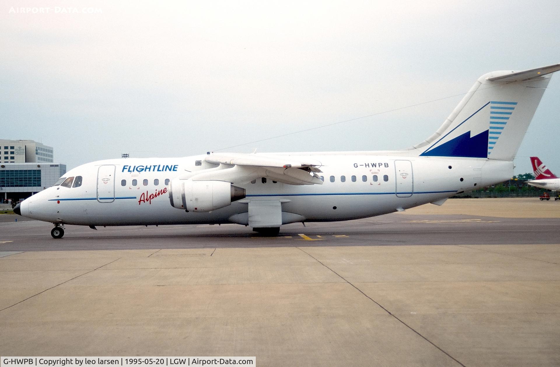 G-HWPB, 1983 British Aerospace BAe.146-200 C/N E2018, London Gatwick 20.5.1995