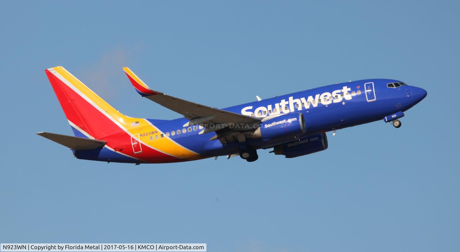 N923WN, 2008 Boeing 737-7H4 C/N 36627, MCO spotting 2017