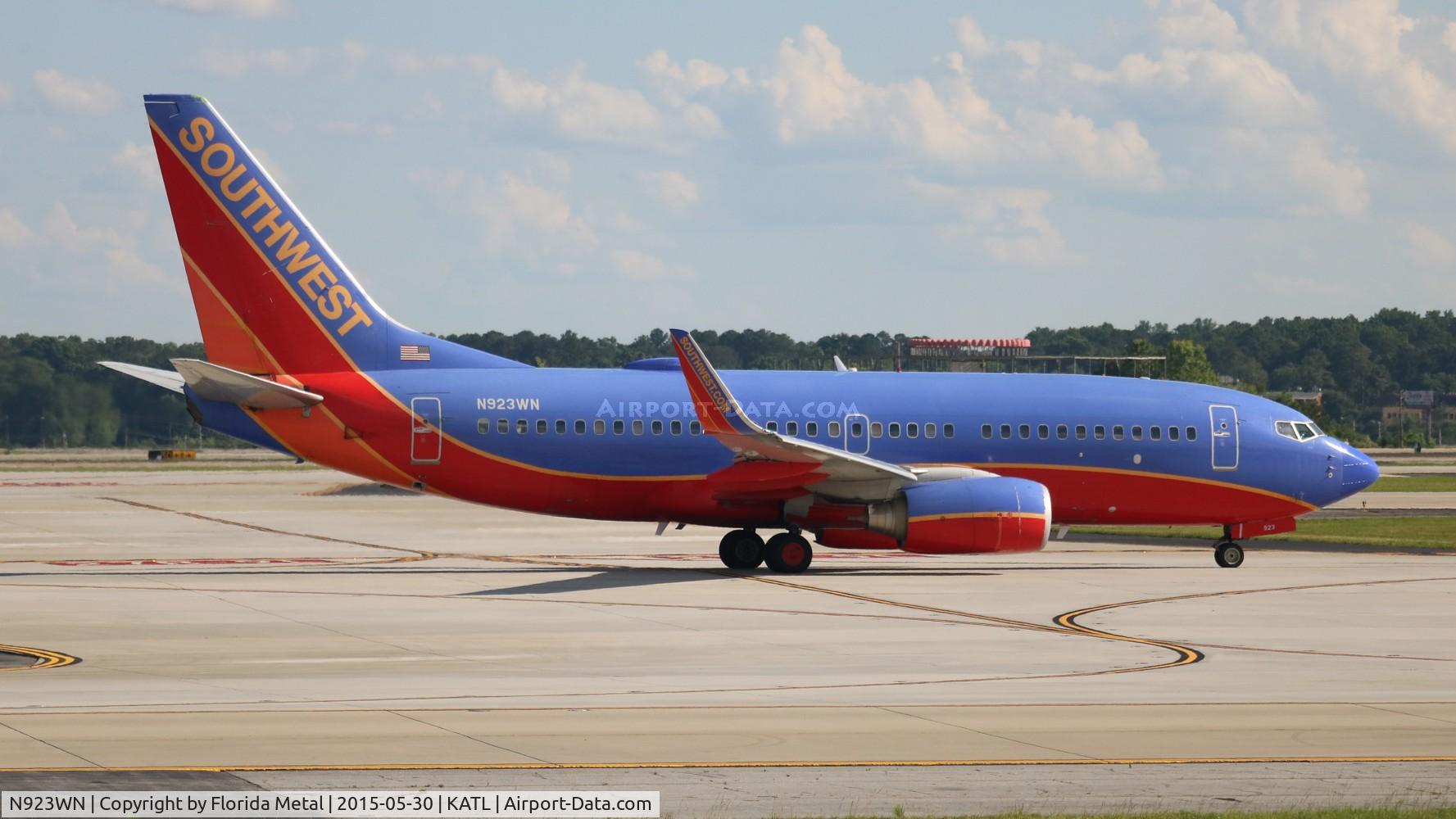 N923WN, 2008 Boeing 737-7H4 C/N 36627, ATL spotting 2015