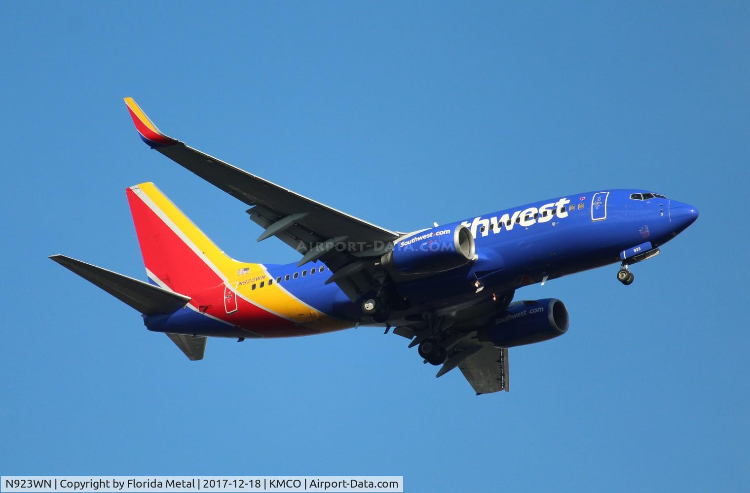 N923WN, 2008 Boeing 737-7H4 C/N 36627, MCO spotting 2017
