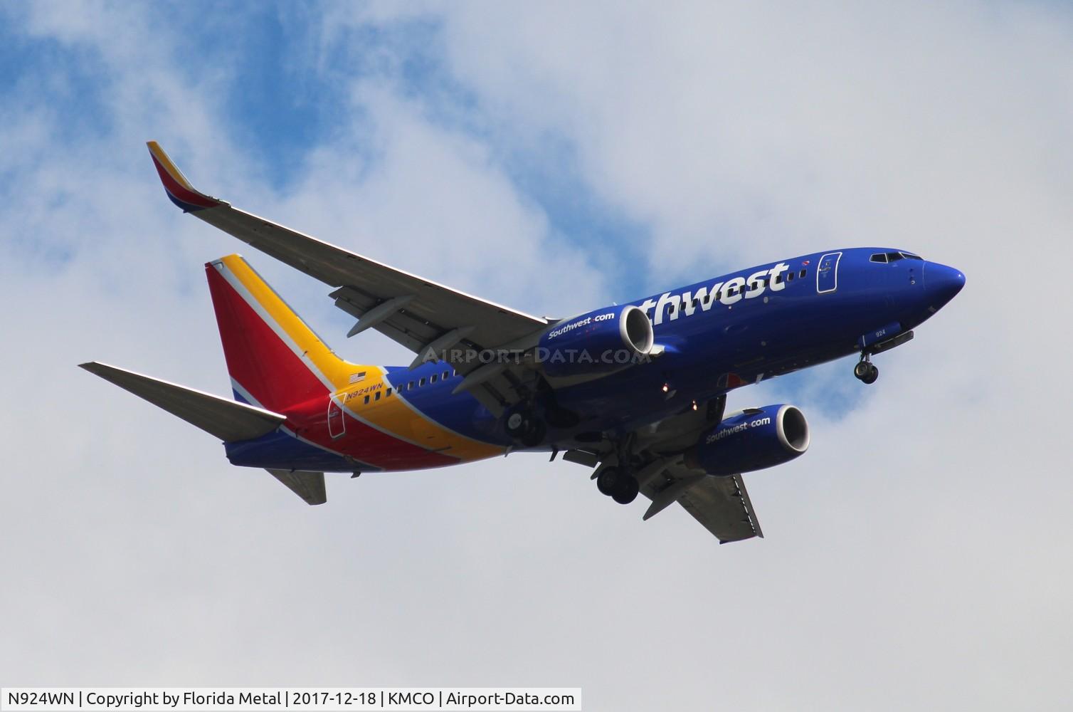 N924WN, 2008 Boeing 737-7H4 C/N 36628, MCO spotting 2017