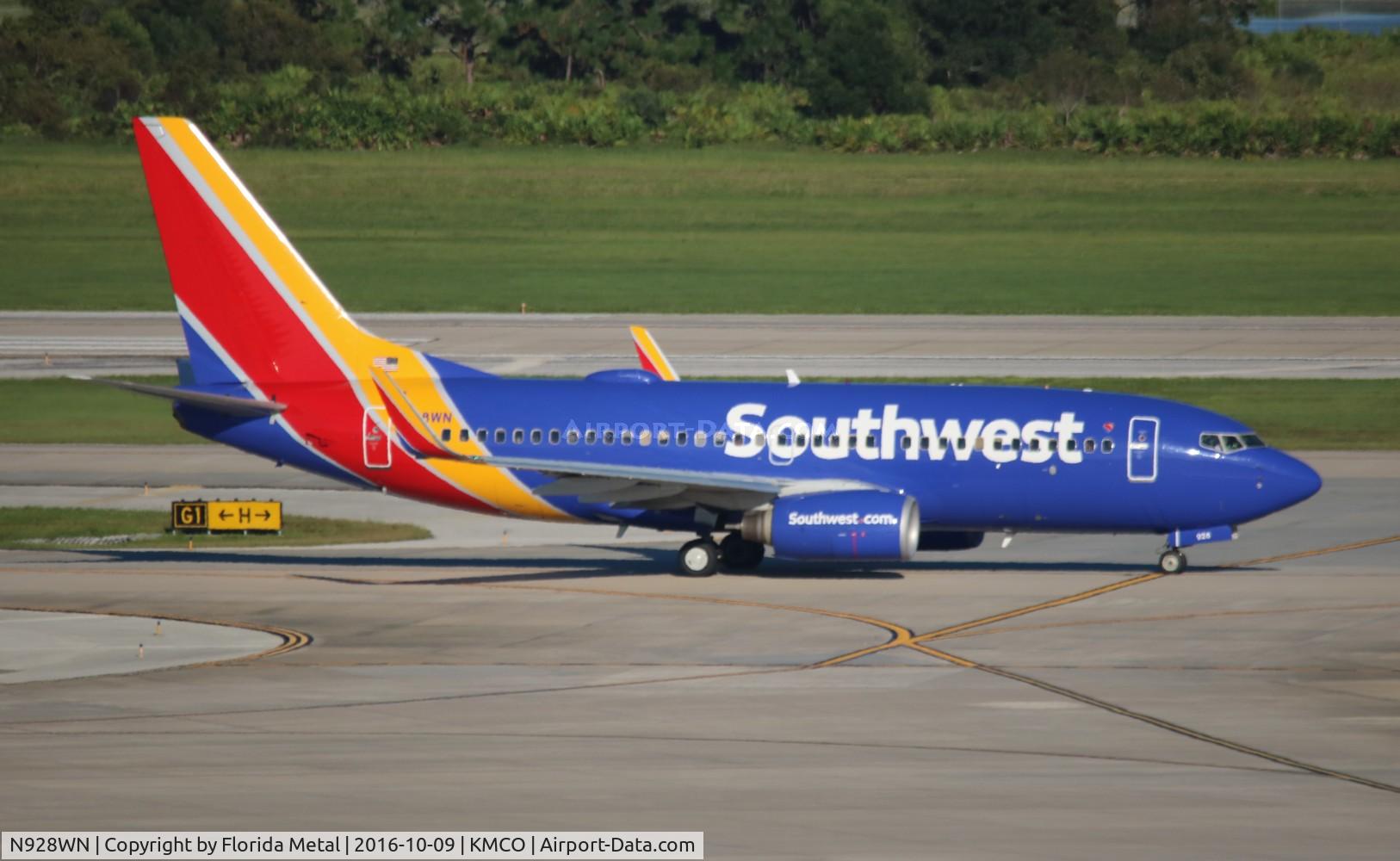 N928WN, 2008 Boeing 737-7H4 C/N 36890, MCO spotting 2016
