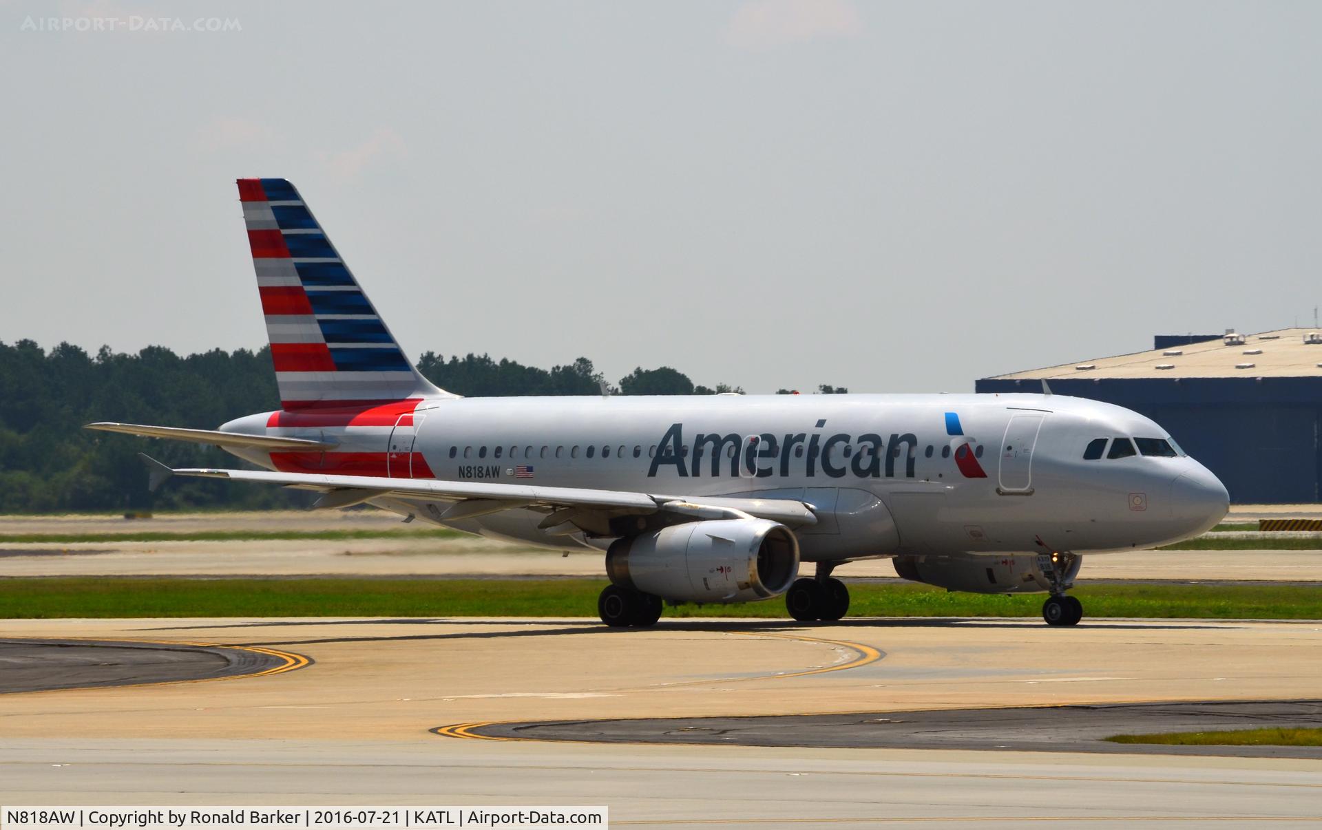 N818AW, 2000 Airbus A319-132 C/N 1375, Taxi for takeoff Atlanta