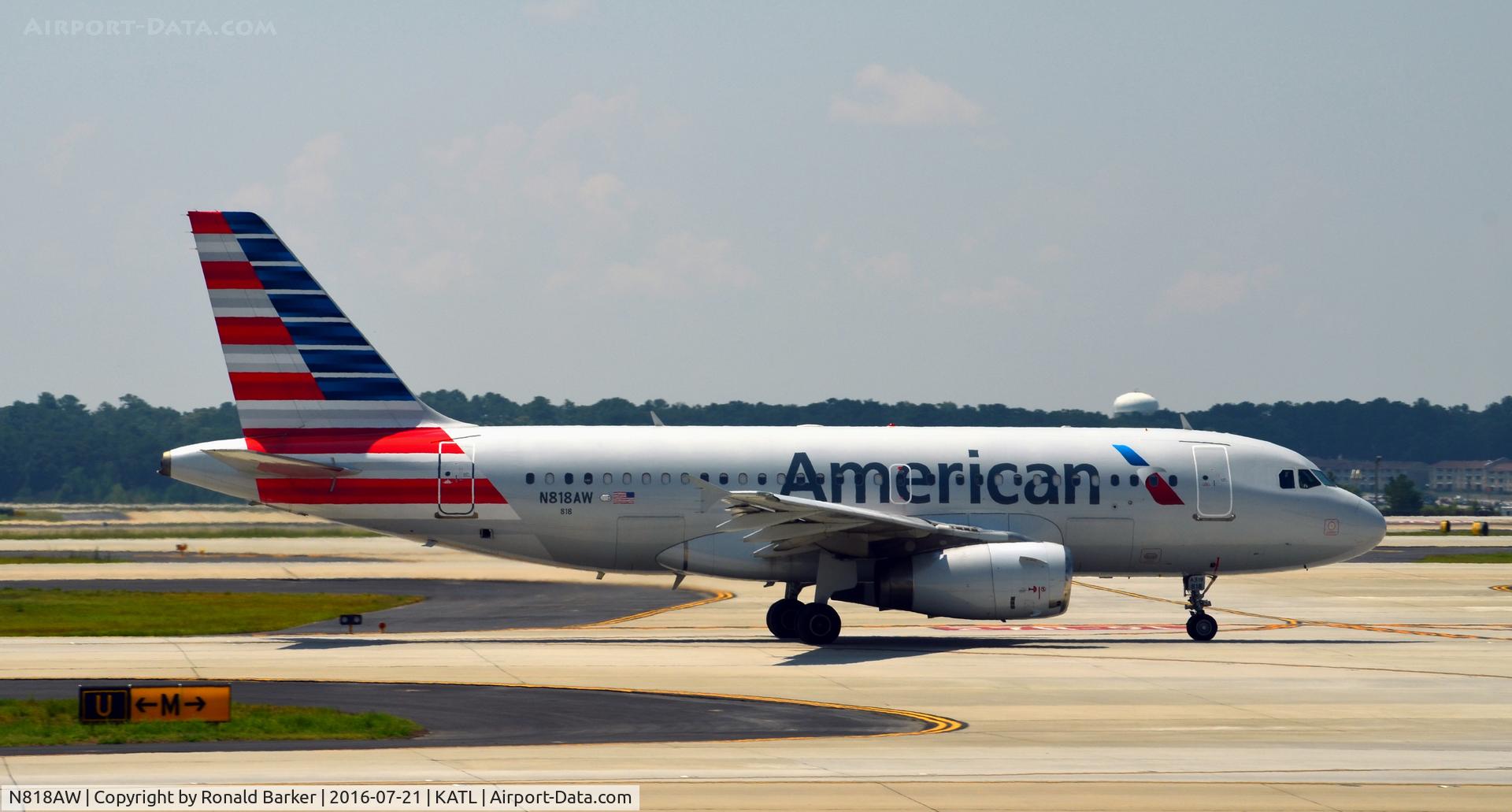 N818AW, 2000 Airbus A319-132 C/N 1375, Taxi for takeoff Atlanta