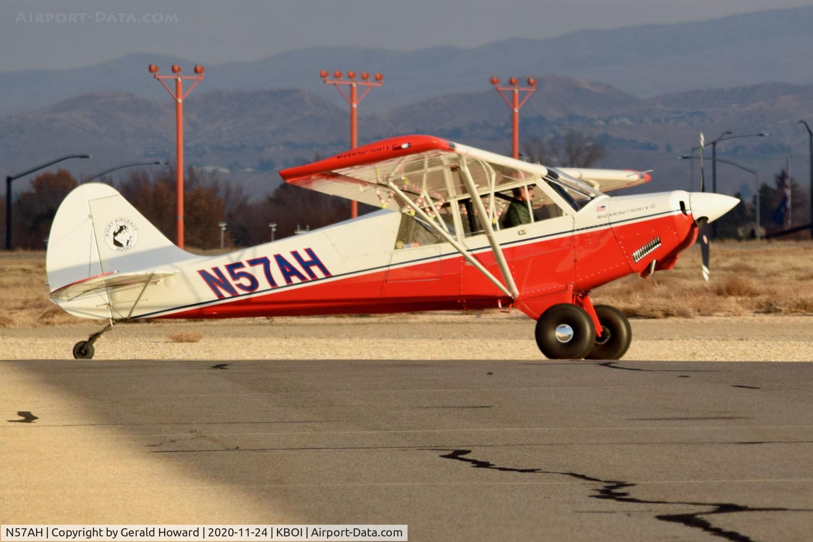 N57AH, 2018 Aviat A-1C-180 Husky C/N 3307, Taxiing from the hanger.