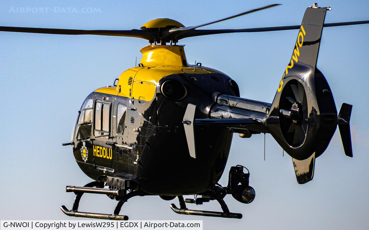 G-NWOI, 2010 Eurocopter EC-135P-2+ C/N 0887, G-NWOI departing St Athan