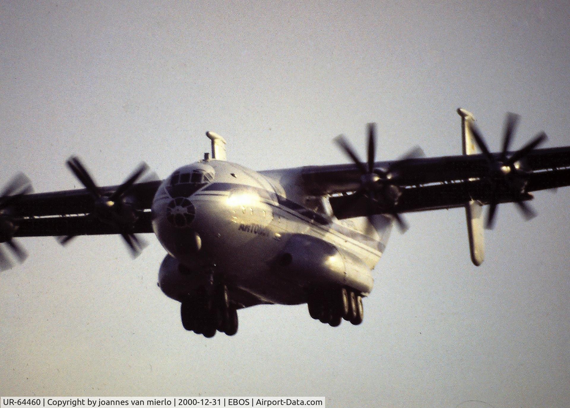 UR-64460, 1966 Antonov An-22 C/N 6340103, Approaching Ostend decades ago scan from slide