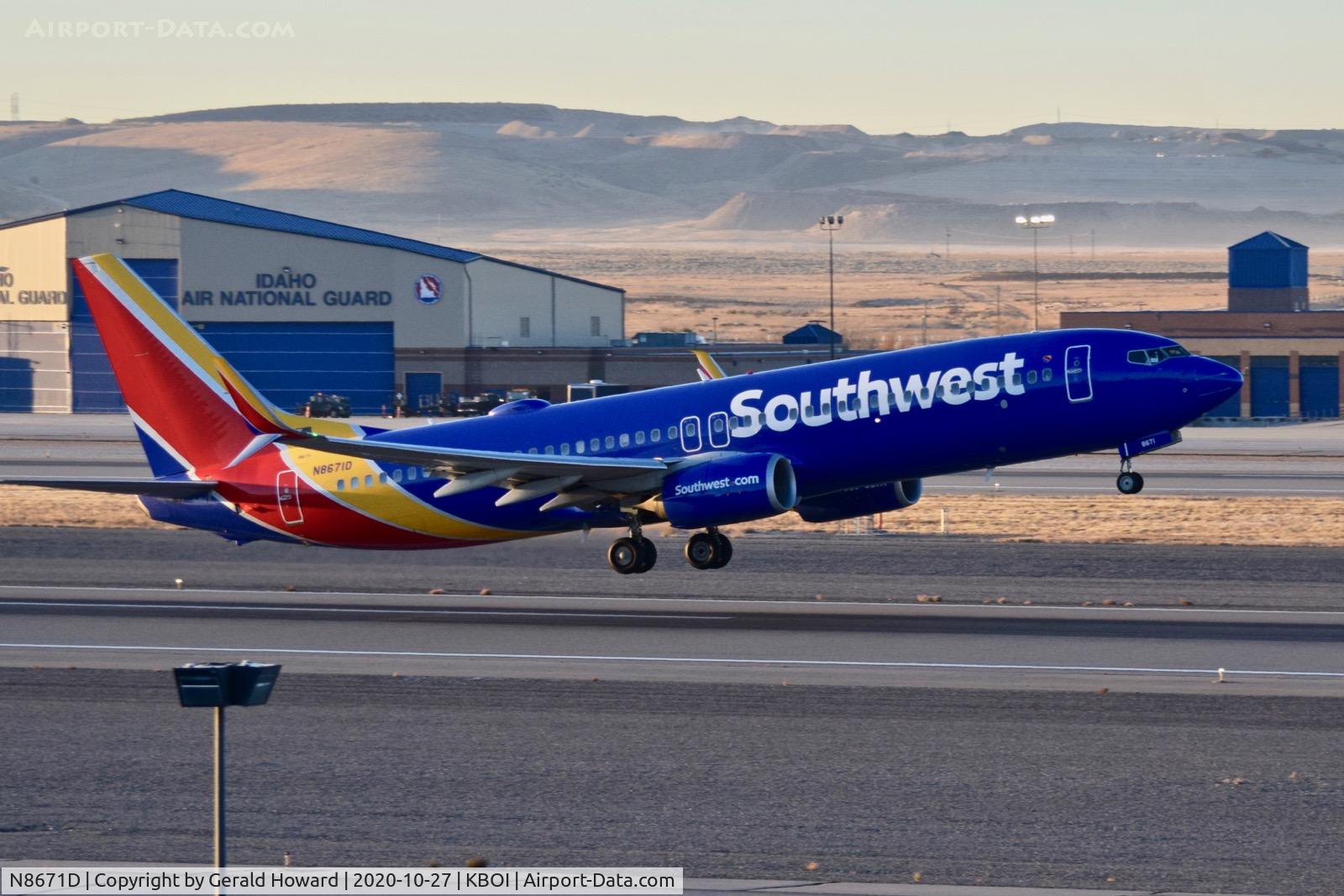 N8671D, 2015 Boeing 737-8H4 C/N 36715, Take off from 28R.