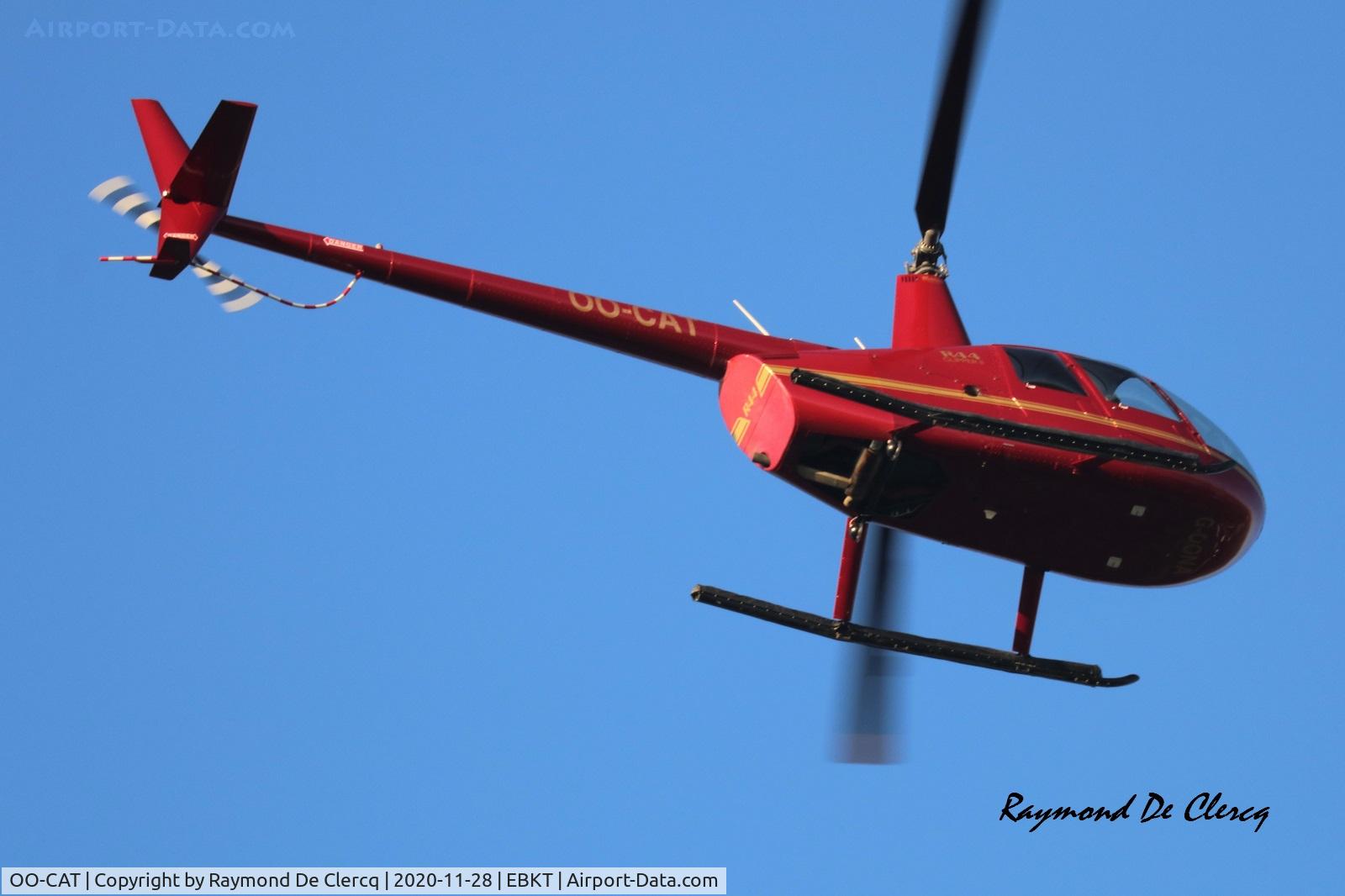OO-CAT, 2005 Robinson R44 Clipper II C/N 10907, Departing Wevelgem.
