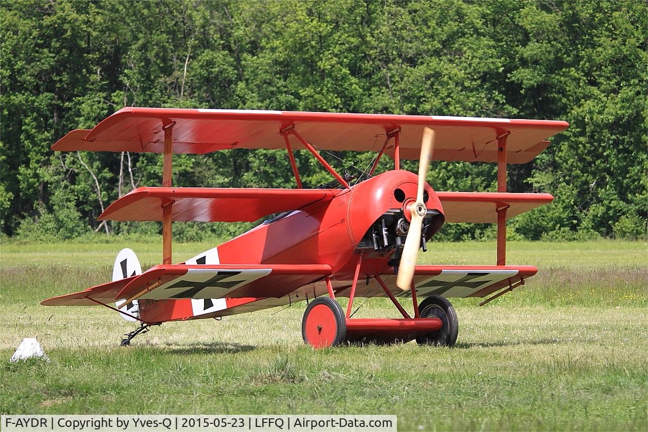 F-AYDR, 2011 Fokker Dr.1 Triplane Replica C/N 11178, Fokker Dr.1 Triplane Replica, Taxiing, La Ferté-Alais airfield (LFFQ) Airshow 2015