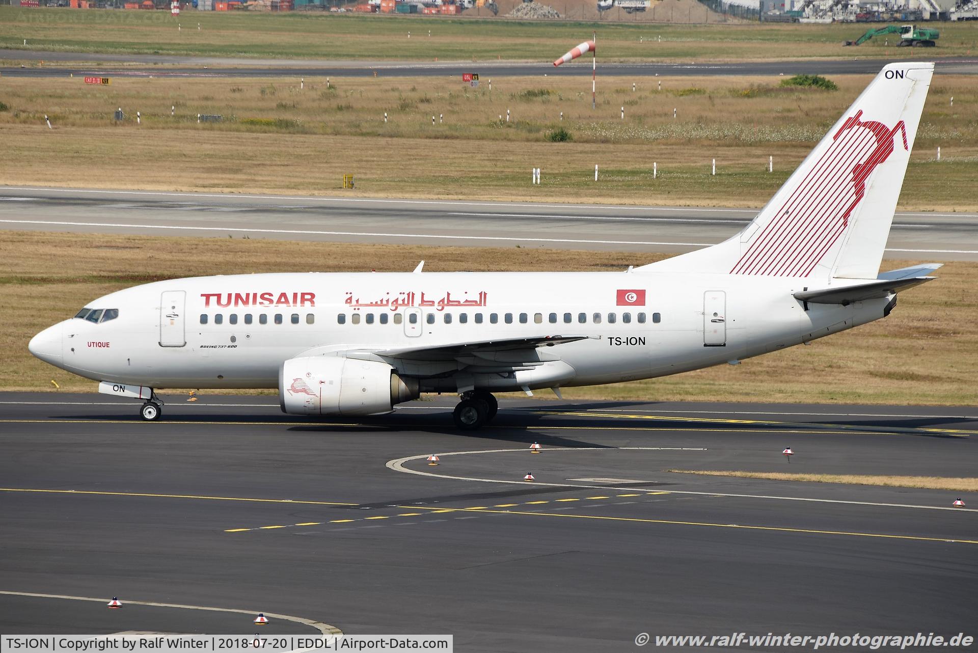TS-ION, 2000 Boeing 737-6H3 C/N 29499, Boeing 737-6HE - TU TAR Tunisair 'Utique' - 29499 - TS-ION - 20.07.2018 - DUS