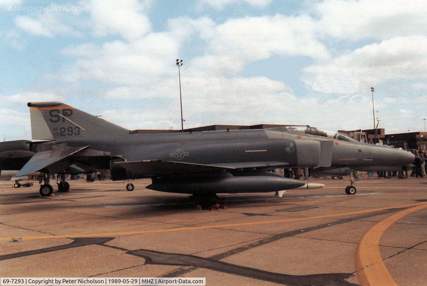 69-7293, 1969 McDonnell Douglas F-4G Phantom II C/N 3972, F-4G Phantom of the 81st Tactical Fighter Squadron/52nd Tactical Fighter Wing on display at the 1989 RAF Mildenhall Air Fete.