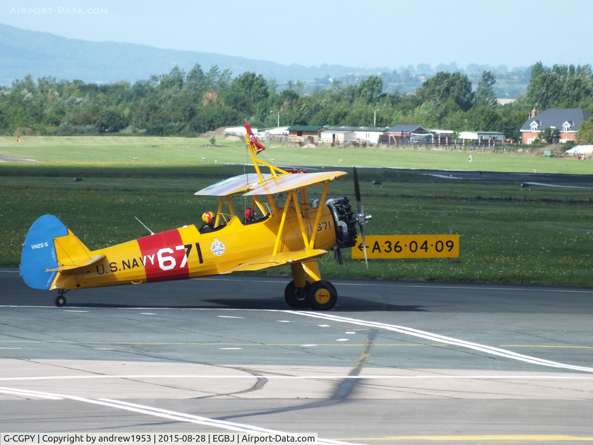 G-CGPY, 1945 Boeing E75N1 C/N 75-5303, G-CGPY at Gloucestershire Airport.