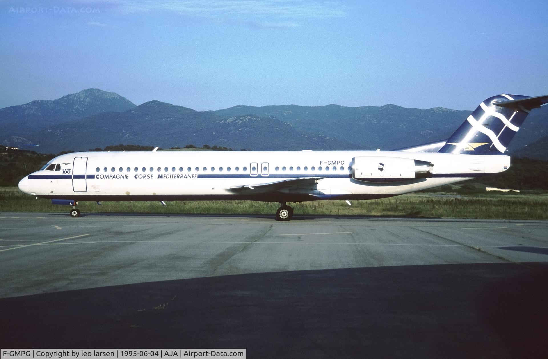 F-GMPG, 1991 Fokker 100 (F-28-0100) C/N 11362, Ajaccio 4.6.1995