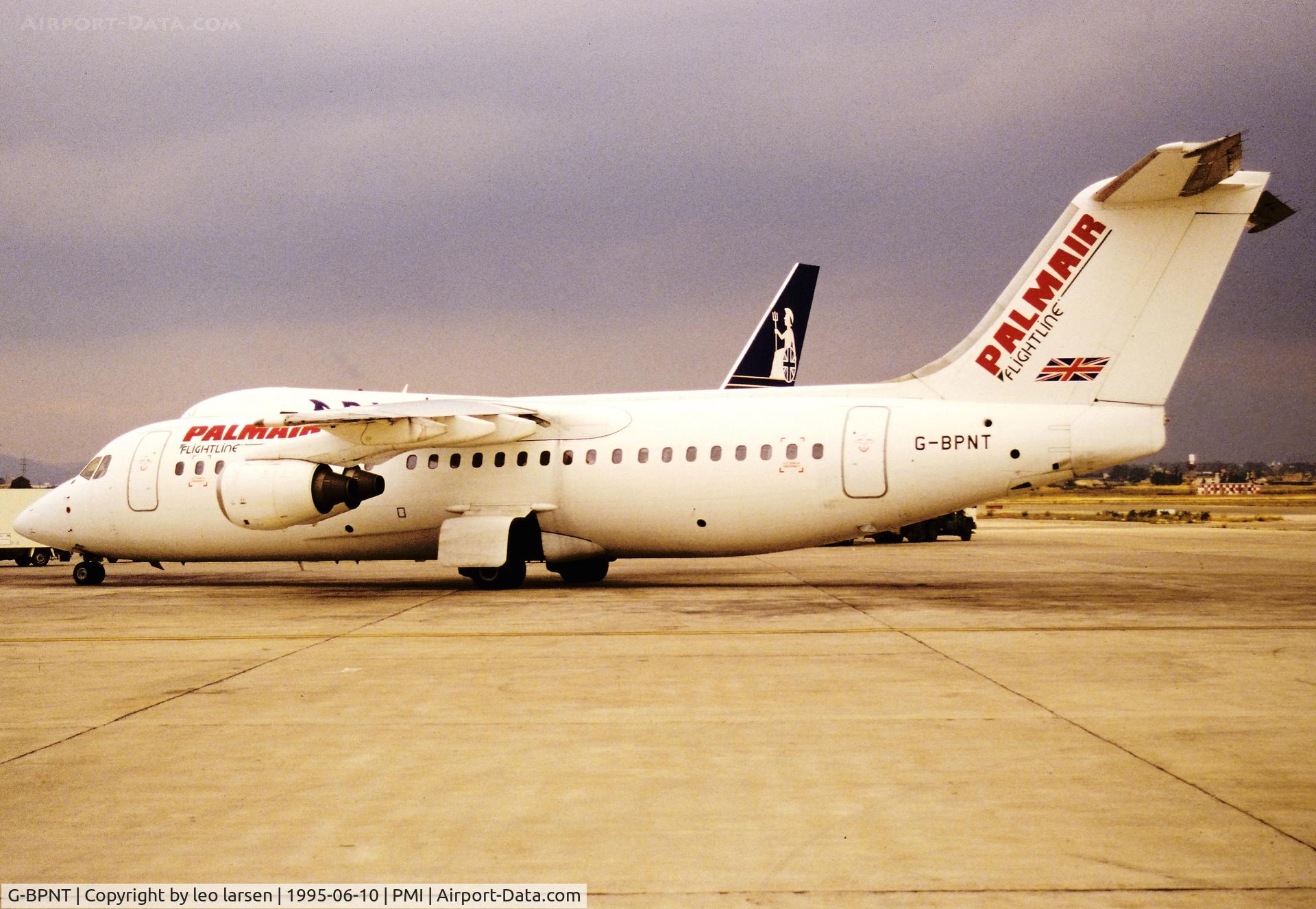 G-BPNT, 1989 British Aerospace BAe.146-300 C/N E3126, Palma de Mallorca 10.6.1995
