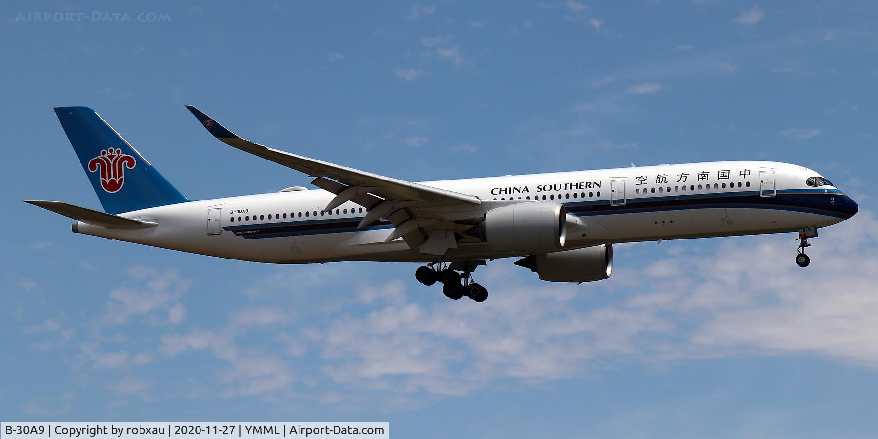 B-30A9, 2019 Airbus A350-941 C/N 339, On short final for Melbourne runway 34