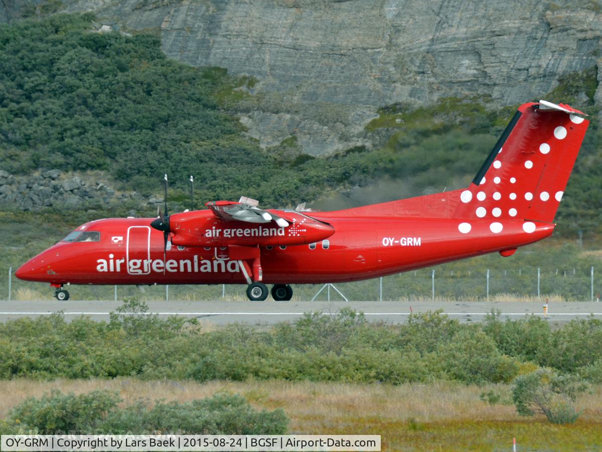 OY-GRM, 1996 De Havilland Canada DHC-8-202 Dash 8 C/N 434, Departing for BGGH