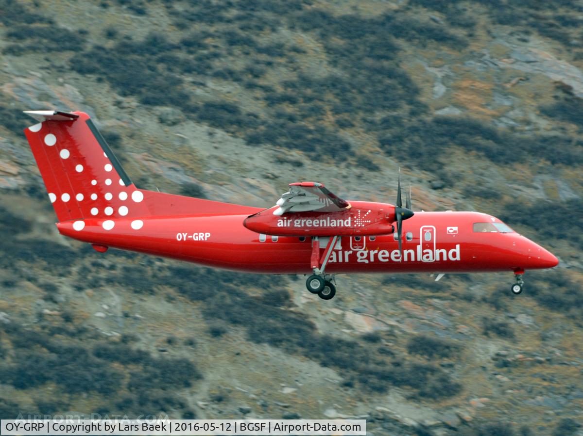 OY-GRP, 1996 De Havilland Canada DHC-8-202 Dash 8 C/N 453, Landing from BGGH