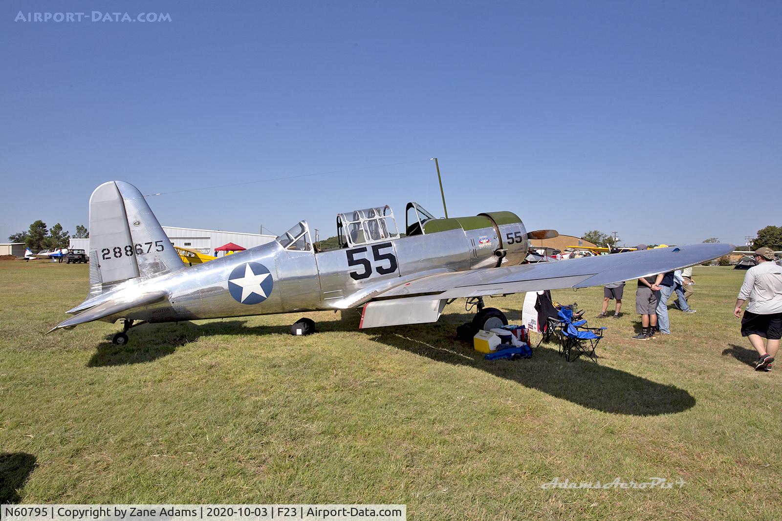 N60795, 1943 Consolidated Vultee BT-13A C/N 10514, 2020 Ranger Antique Airfield Fly-In, Ranger, TX