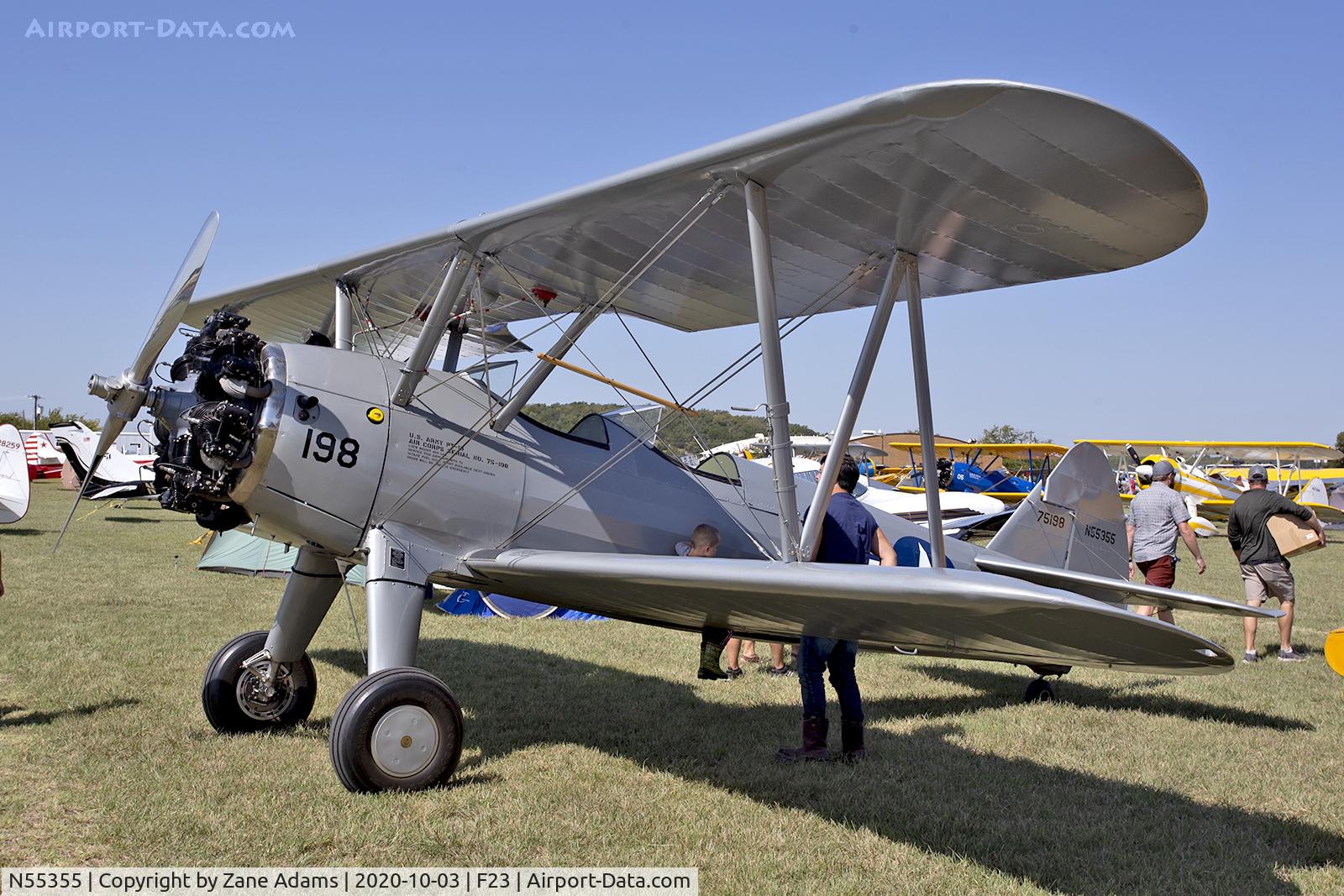N55355, Boeing A75 C/N 75-198, 2020 Ranger Antique Airfield Fly-In, Ranger, TX
