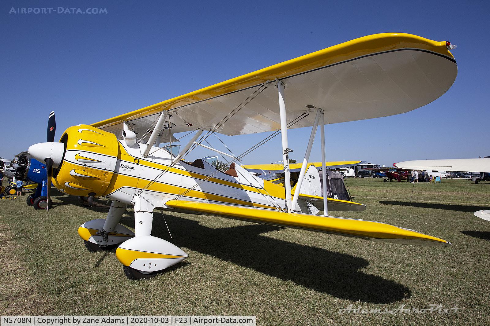 N5708N, 1940 Boeing A75N1(PT17) C/N 75-7809, 2020 Ranger Antique Airfield Fly-In, Ranger, TX
