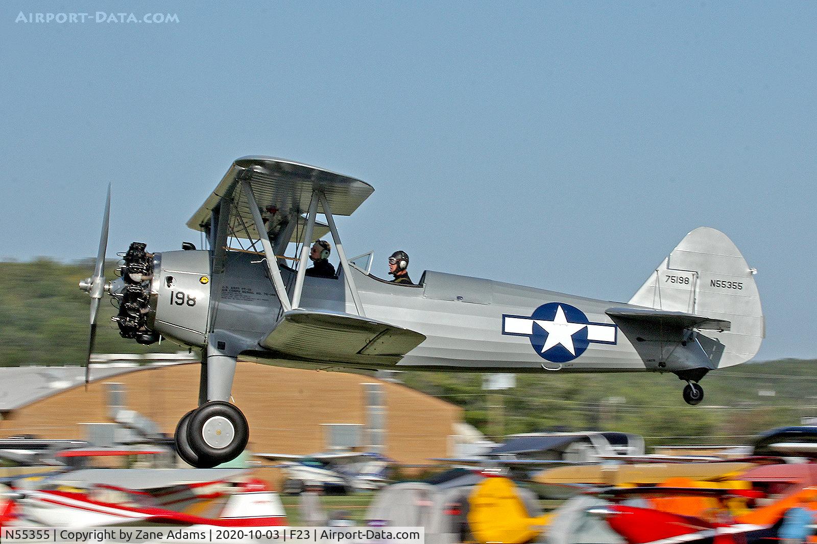 N55355, Boeing A75 C/N 75-198, 2020 Ranger Antique Airfield Fly-In, Ranger, TX