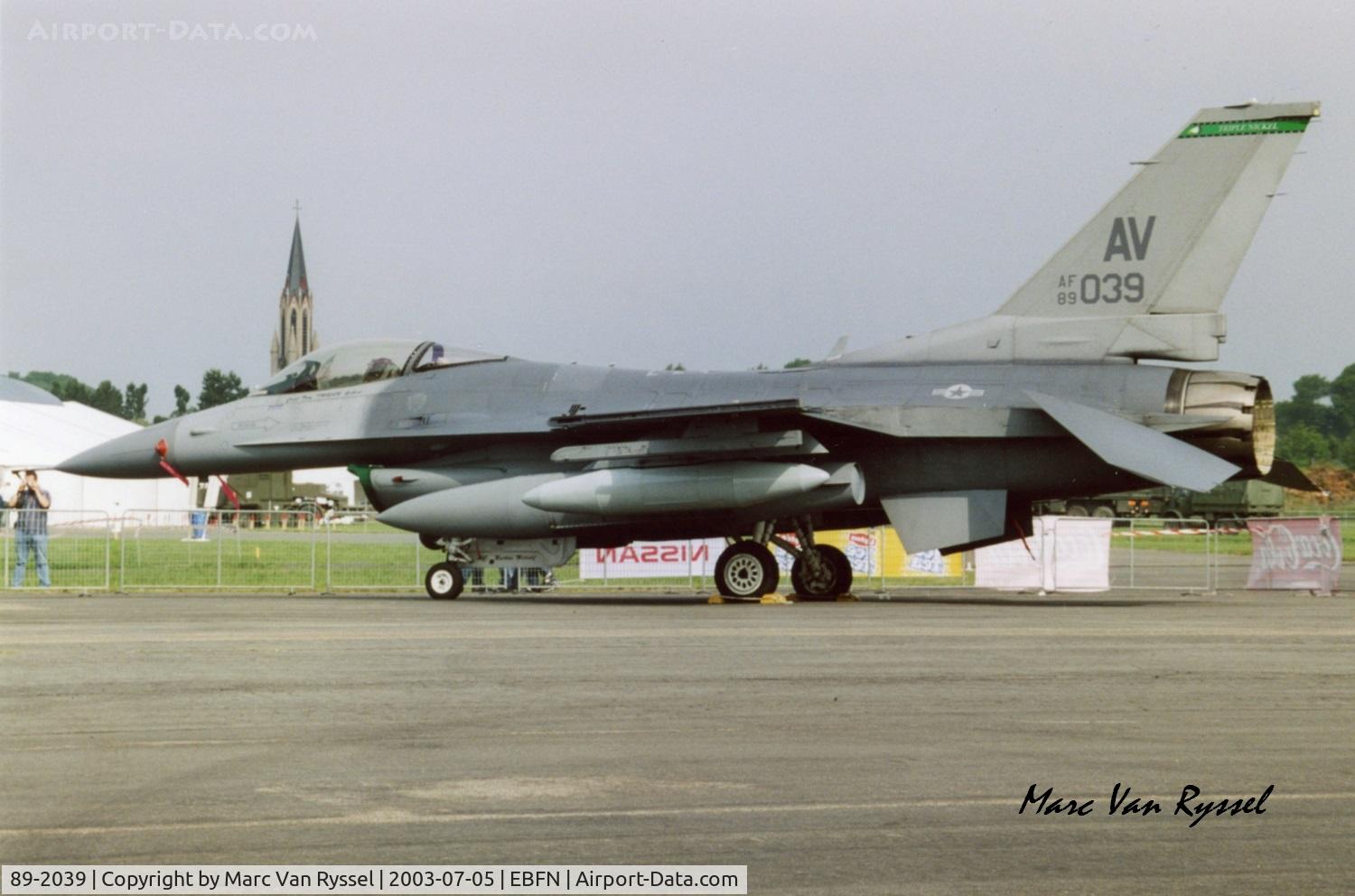 89-2039, 1989 General Dynamics F-16C Fighting Falcon C/N 1C-192, Koksijde airshow 2003