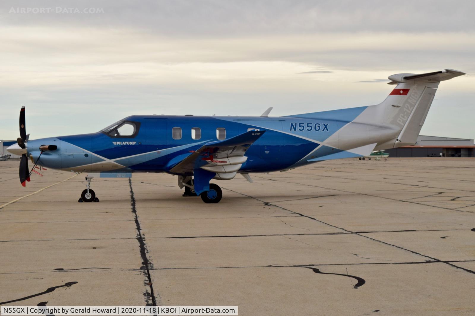 N55GX, 2020 Pilatus PC-12/47E C/N 2012, Parked on south GA ramp.