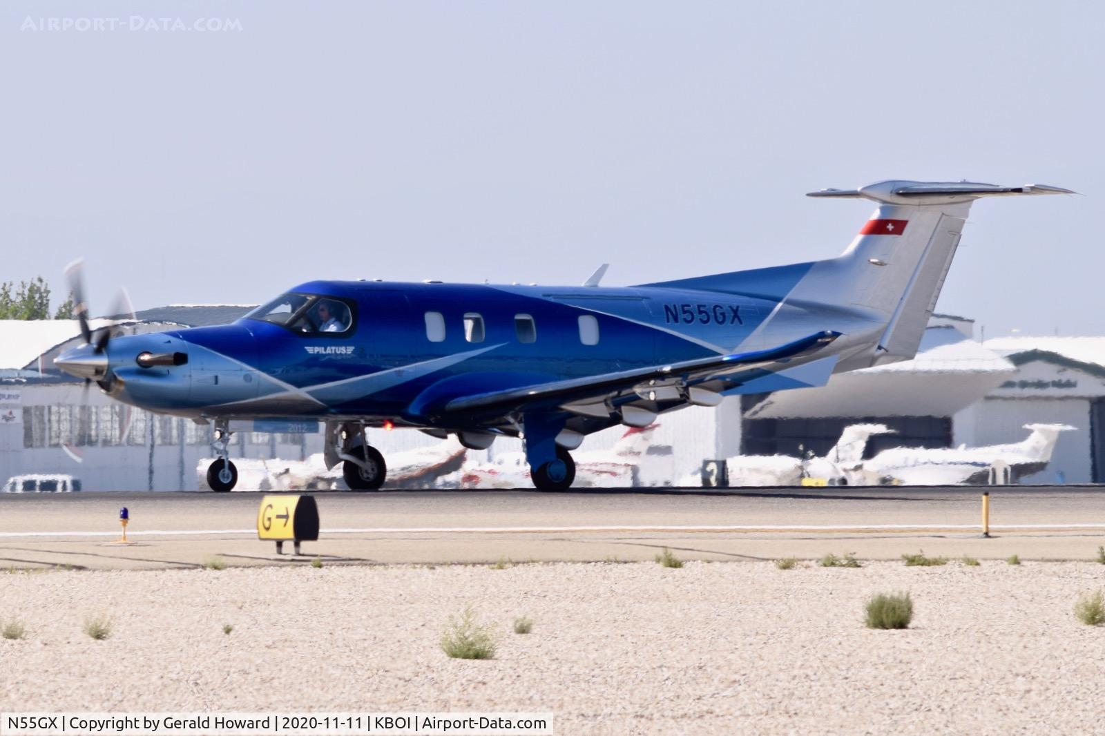 N55GX, 2020 Pilatus PC-12/47E C/N 2012, On RWY 10L.