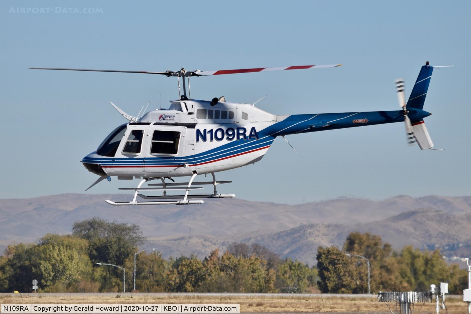 N109RA, Bell 206B C/N 2741, Departing BOI.