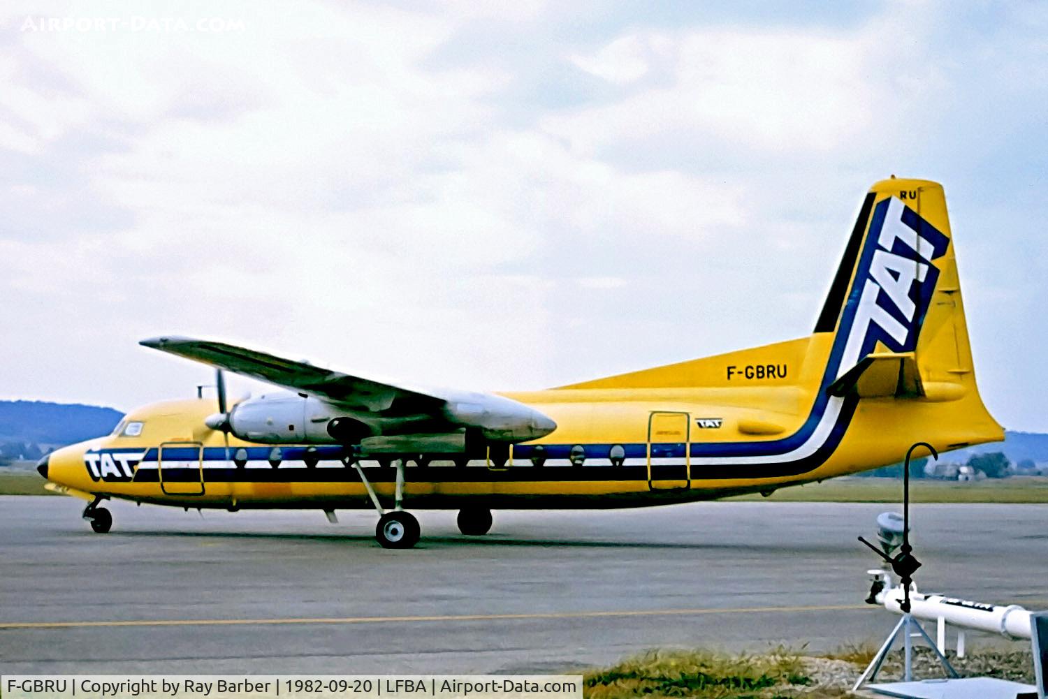 F-GBRU, 1959 Fairchild F-27J C/N 43, F-GBRU   Fairchild F-27A [43] (TAT-Touraine Air Transport) Agen-La Garenne~F 20/09/1982
