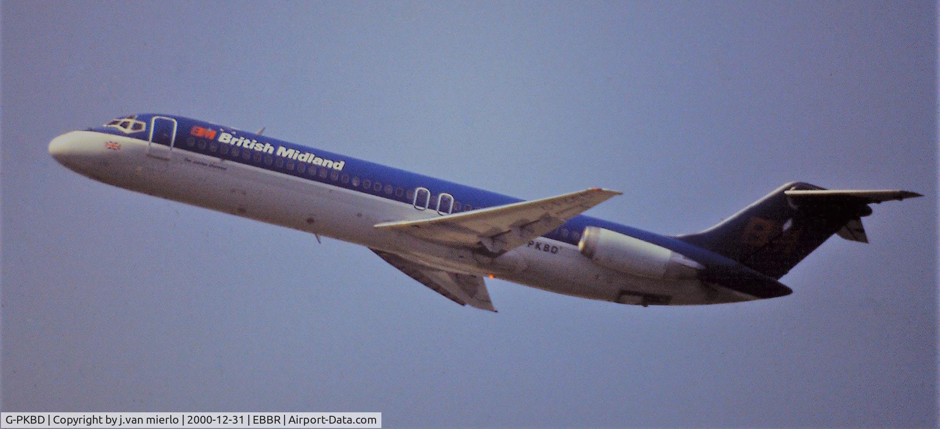 G-PKBD, 1974 McDonnell Douglas DC-9-32 C/N 47666, BRU T/O 25R Scan from slide '90s