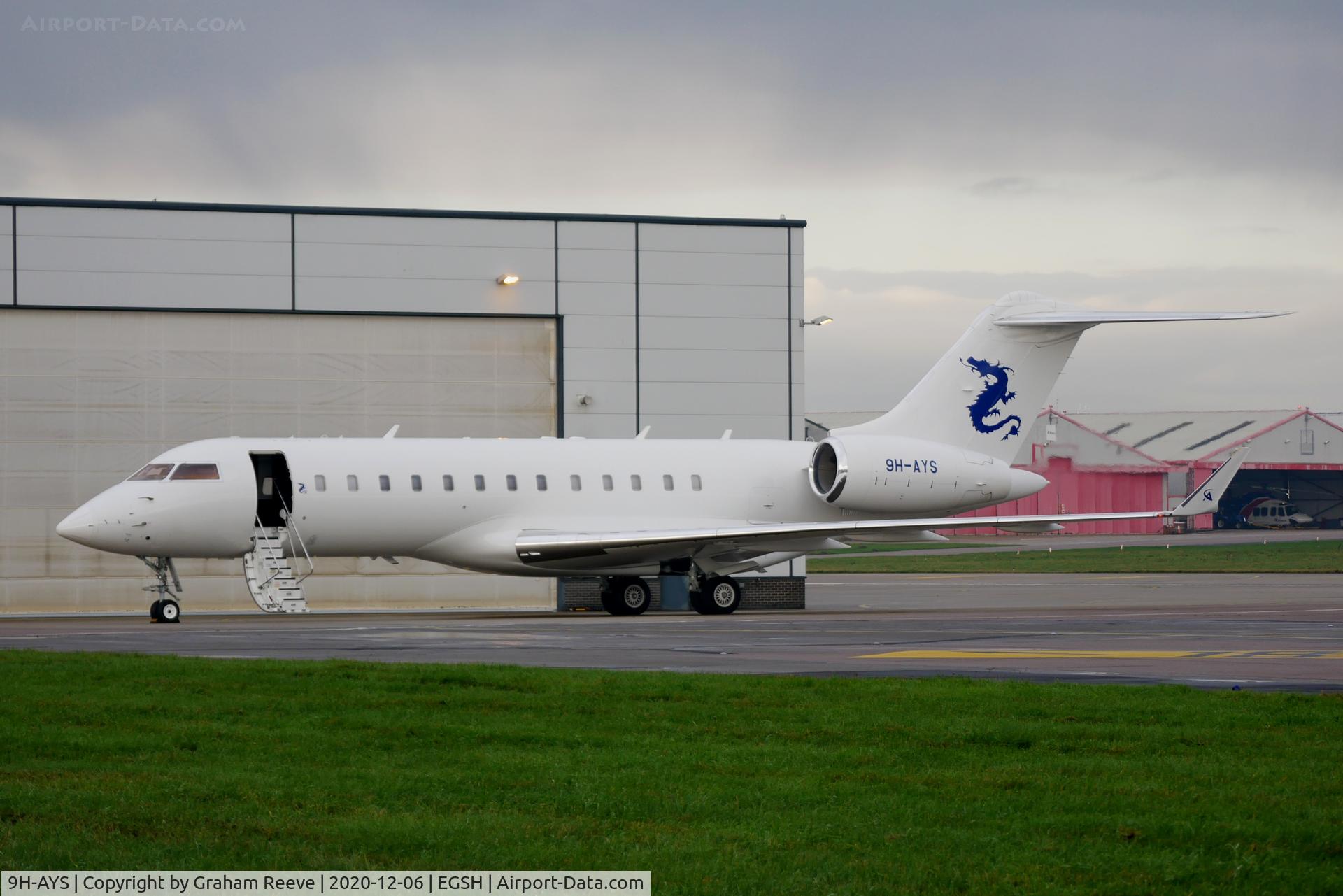 9H-AYS, 2001 Bombardier BD-700-1A10 Global Express C/N 9094, Parked at Norwich.