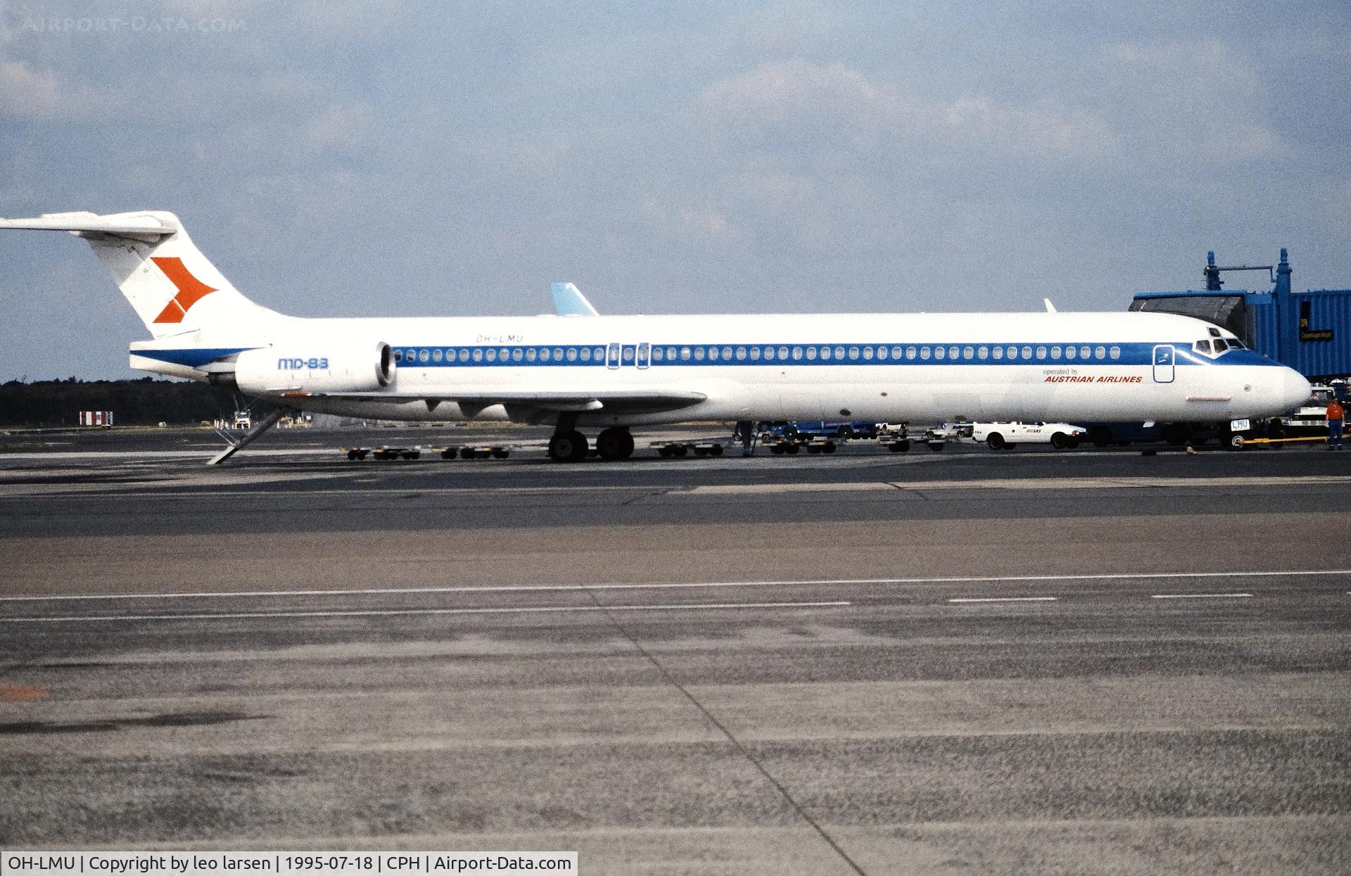 OH-LMU, 1989 McDonnell Douglas MD-83 (DC-9-83) C/N 49741, Copenhagen 18.7.1995. Operated by Austrian