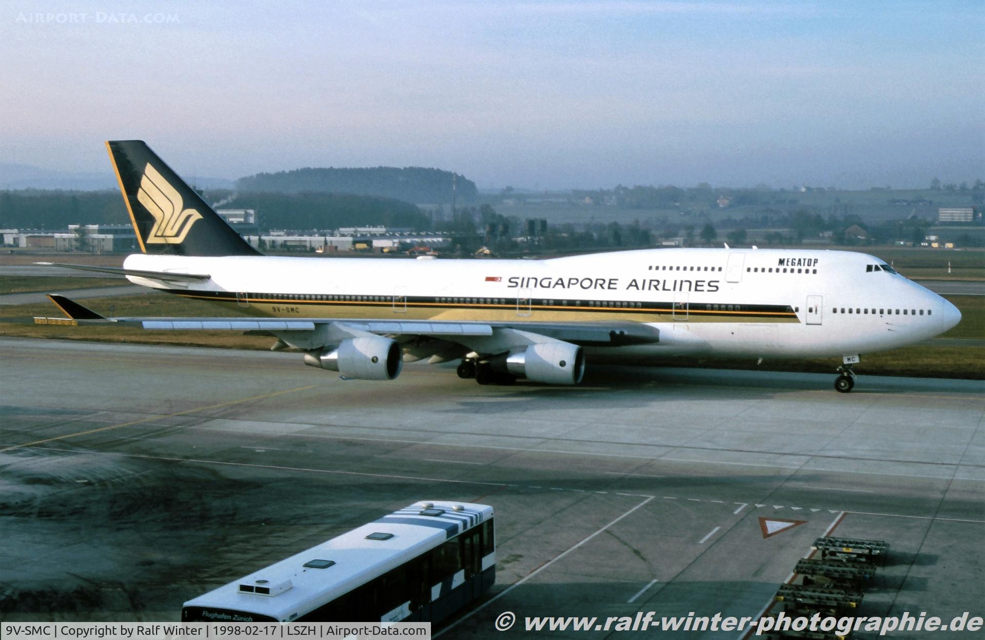 9V-SMC, 1989 Boeing 747-412 C/N 24063, Boeing 747-412 - SQ SIA Singapore Airlines - 24063 - 9V-SMC - 17.02.1998 - ZRH