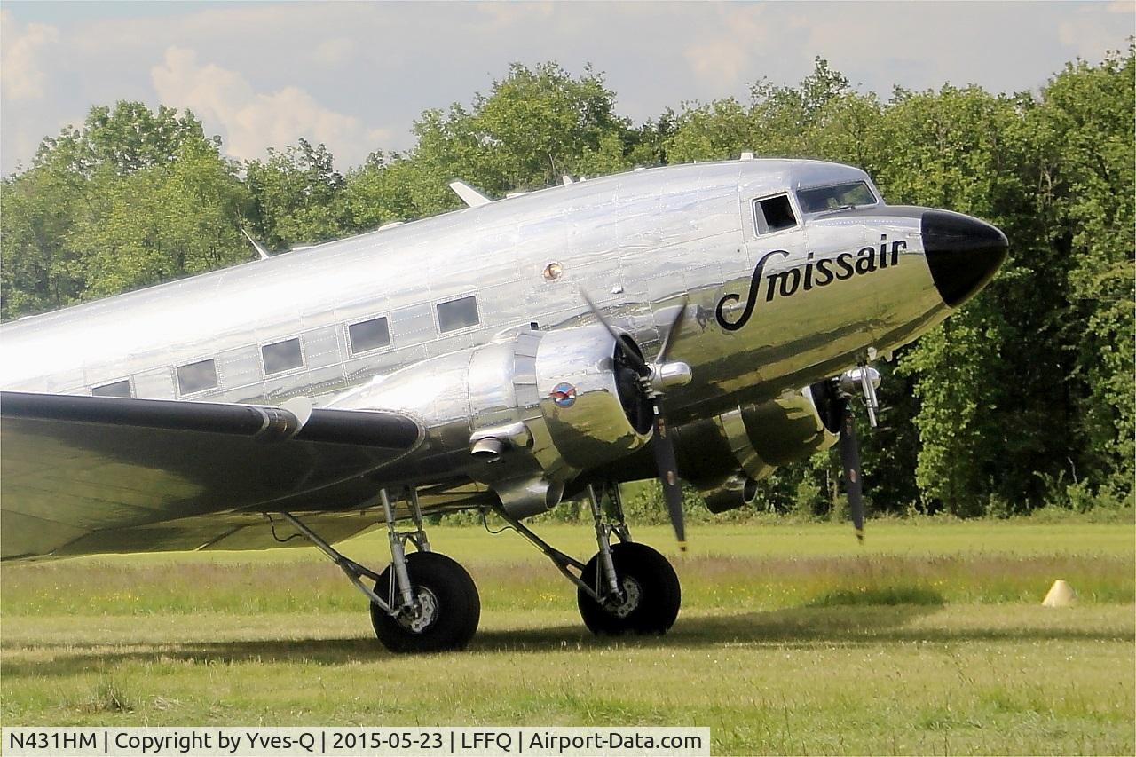 N431HM, 1943 Douglas DC-3C-S1C3G (C-47A) C/N 9995, Douglas DC3C-S1C3G, Taxiing to parking area, La Ferté-Alais airfield (LFFQ) Airshow 2015