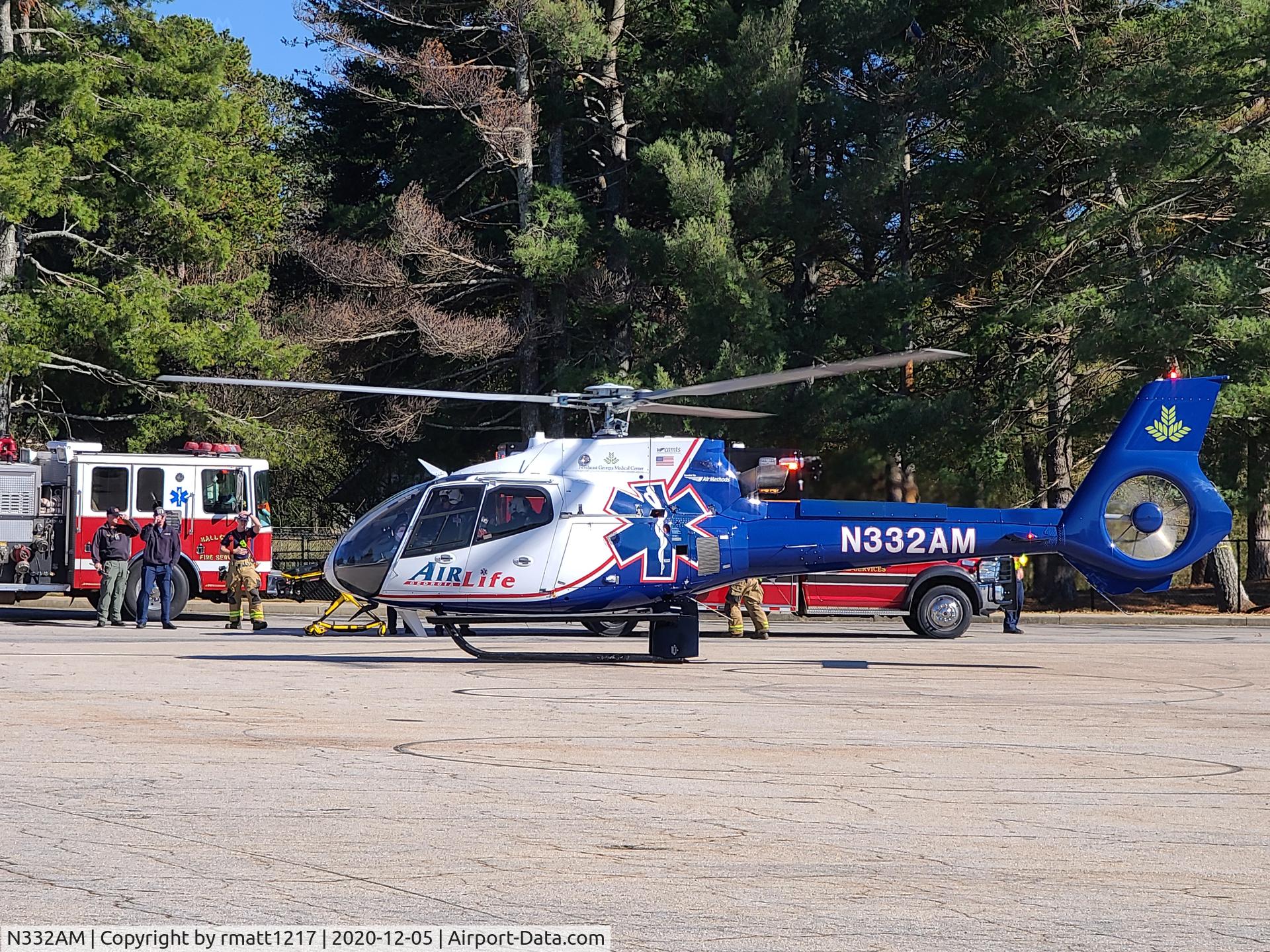 N332AM, Eurocopter EC-130B-4 (AS-350B-4) C/N 4658, On scene near Gainesville, GA.