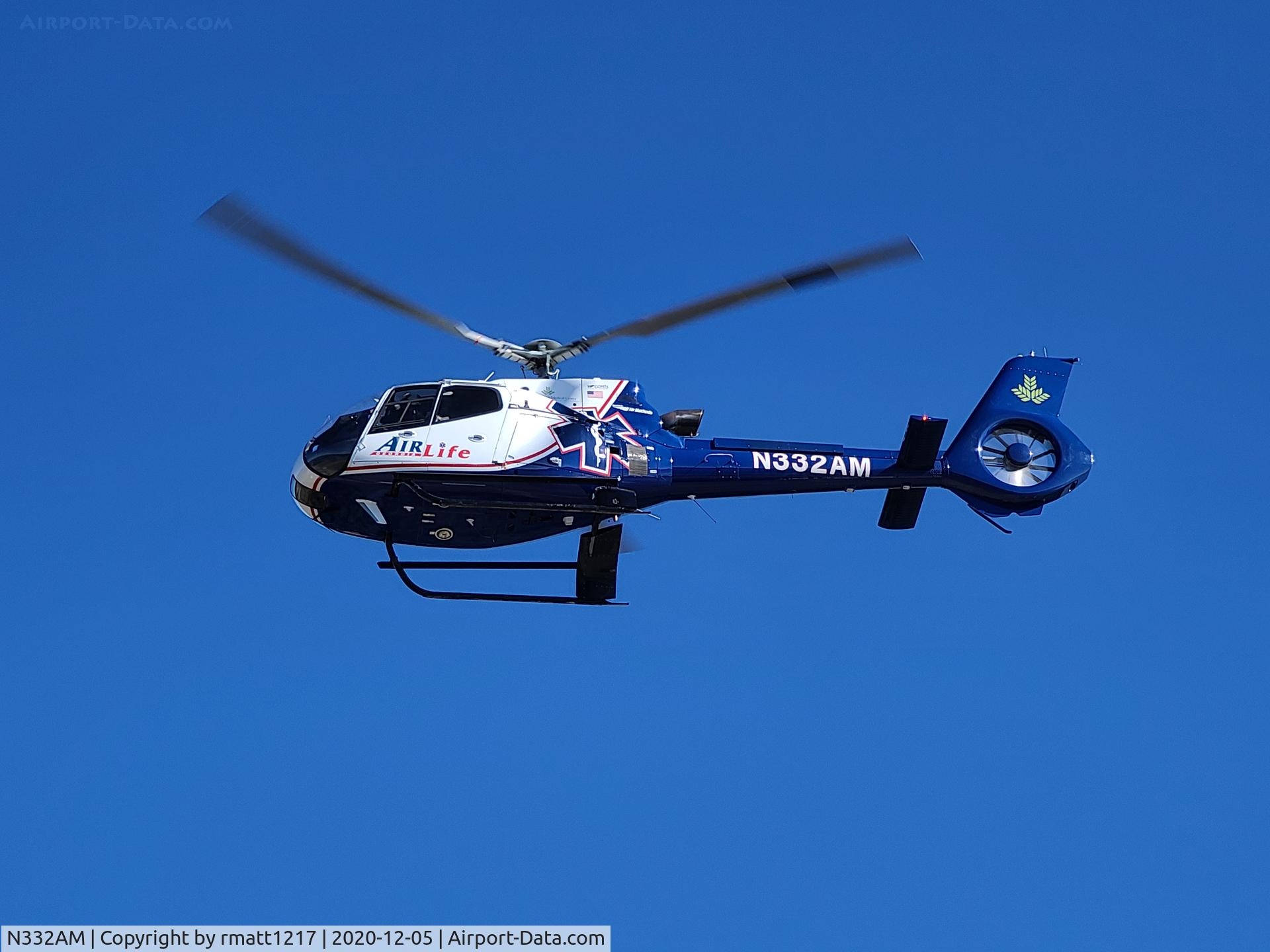 N332AM, Eurocopter EC-130B-4 (AS-350B-4) C/N 4658, Leaving scene near Gainesville, GA.