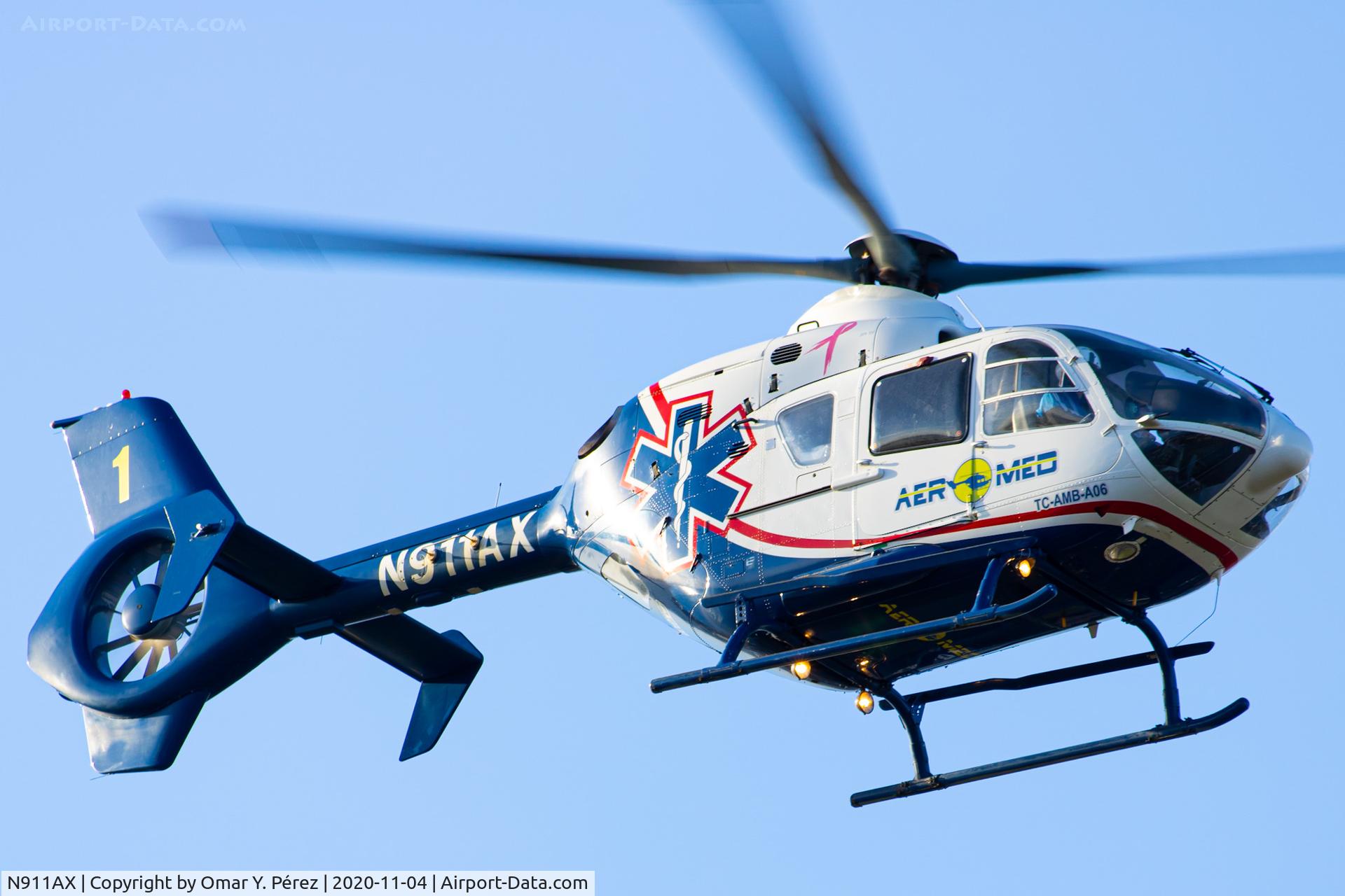 N911AX, 1997 Eurocopter EC-135T-1 C/N 0021, N911AX overheading to my house...